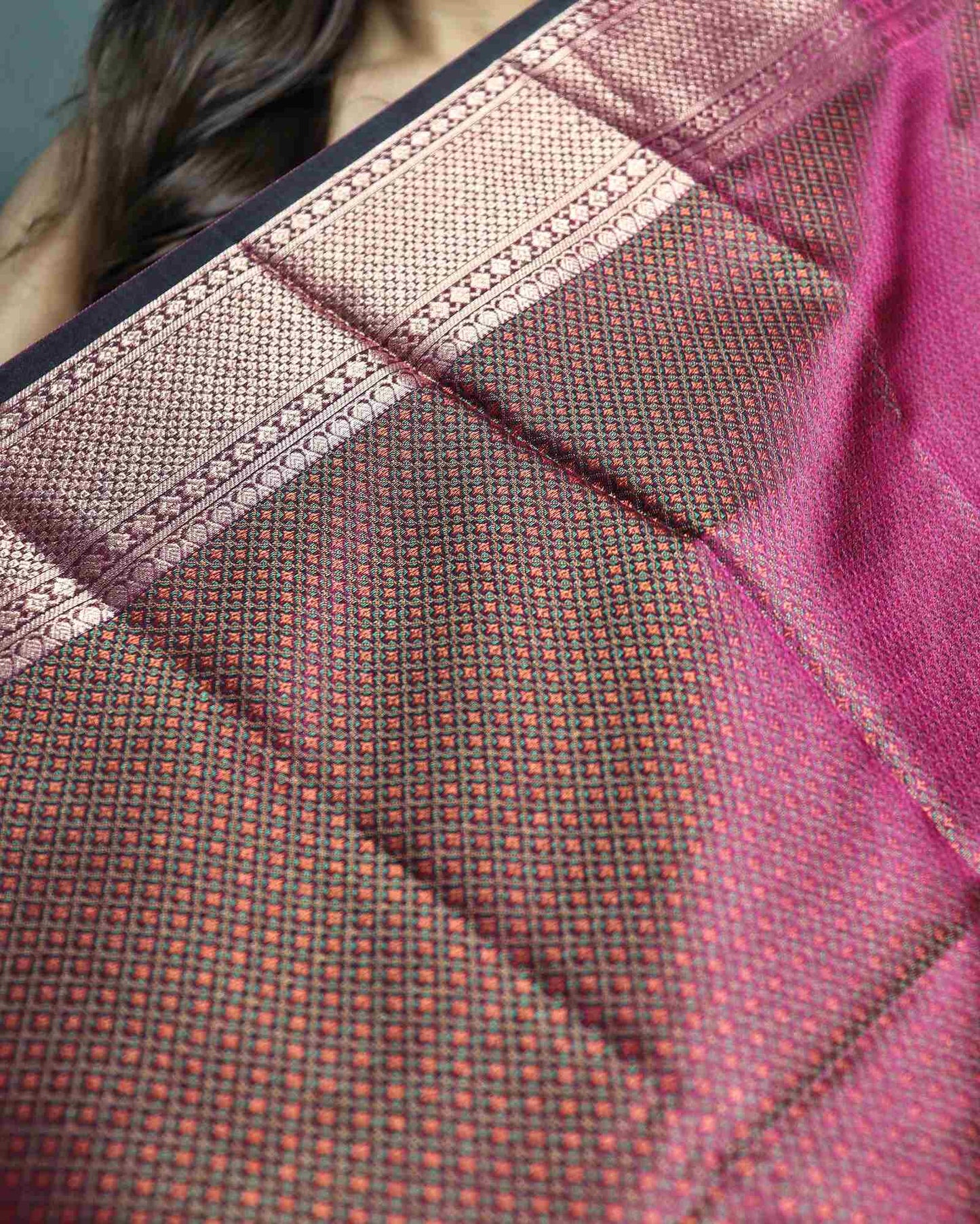 Wine Semi Mashru Silk Saree