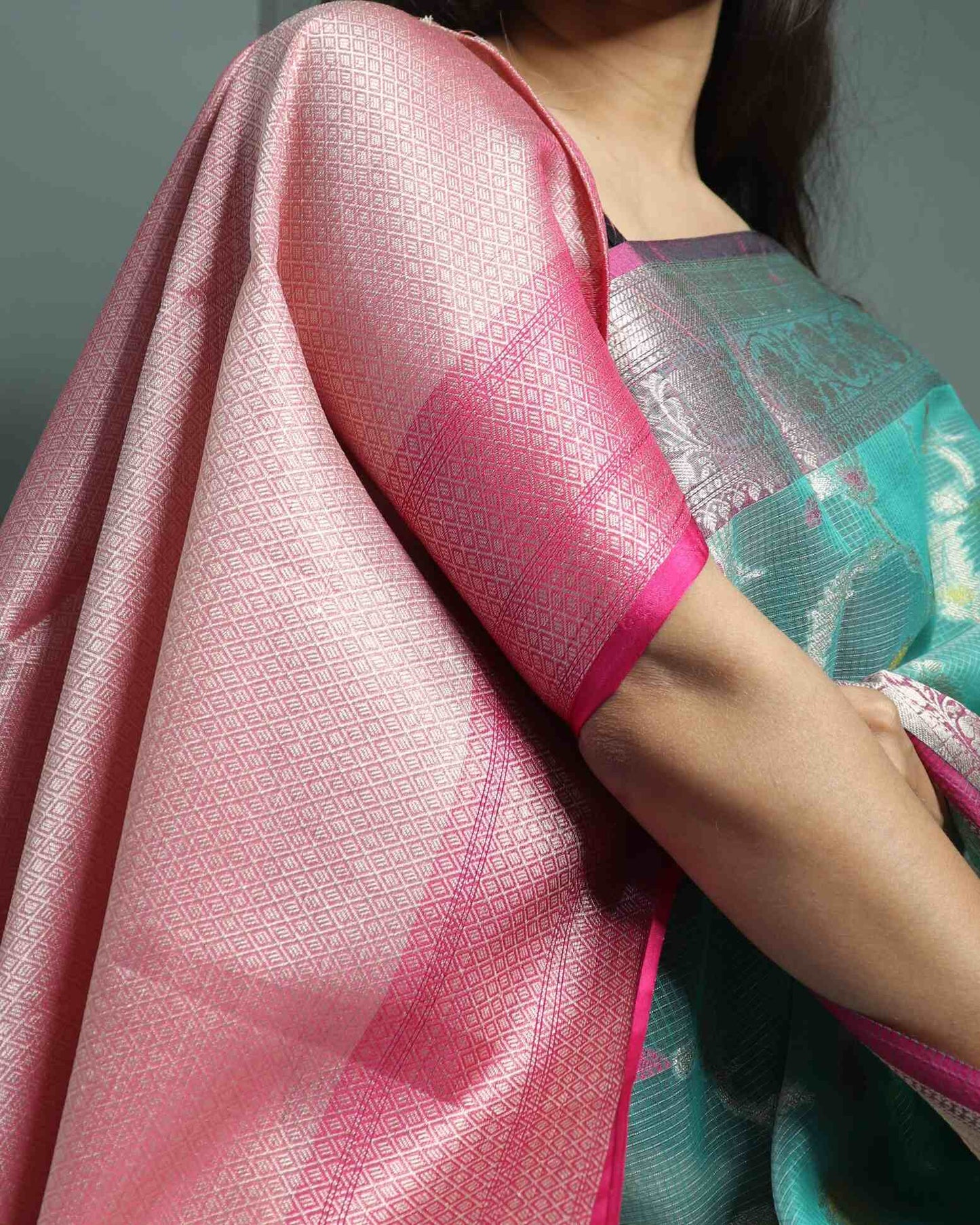 Sea Green Kota Silk Banarasi Saree
