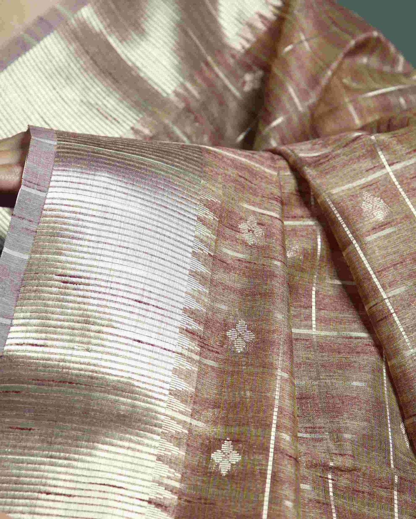 Brown Tussar Silk Saree