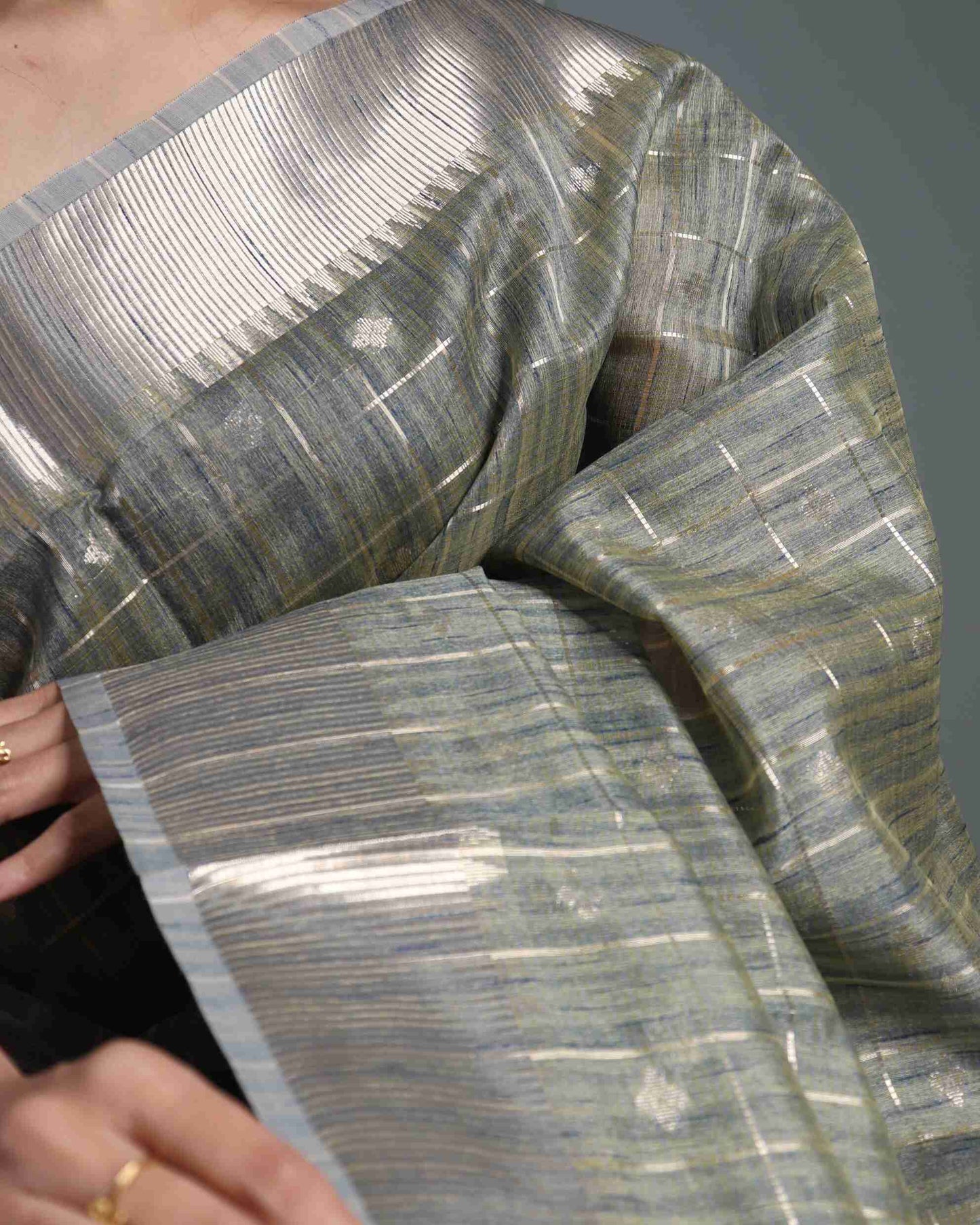 Olive Tussar silk Saree