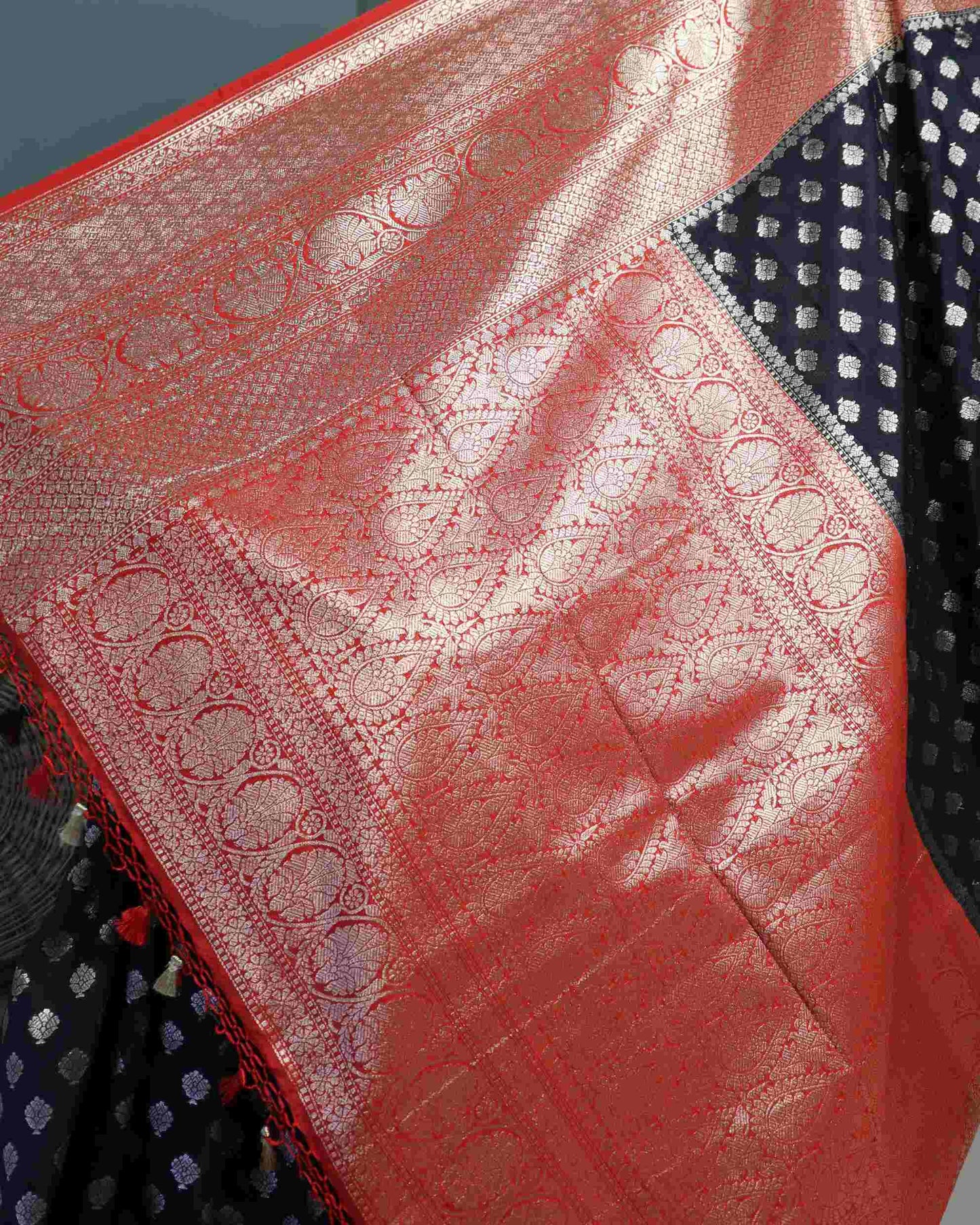 Black Semi Muga Silk Saree