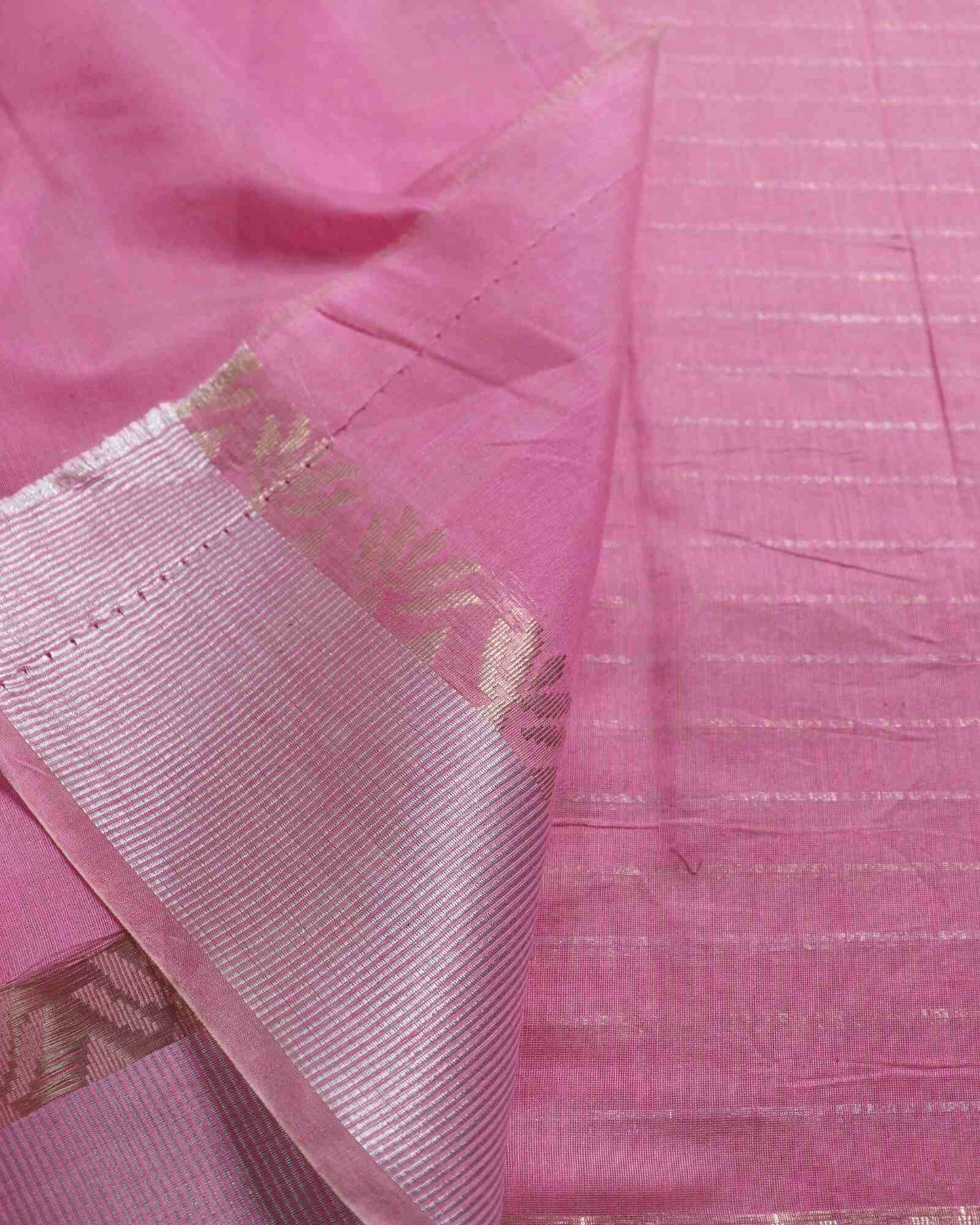 Baby Pink linen Striped Banarasi Saree