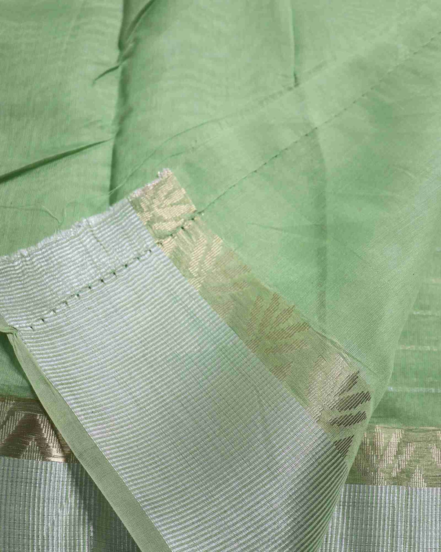 Green Linen Striped Banarasi Saree