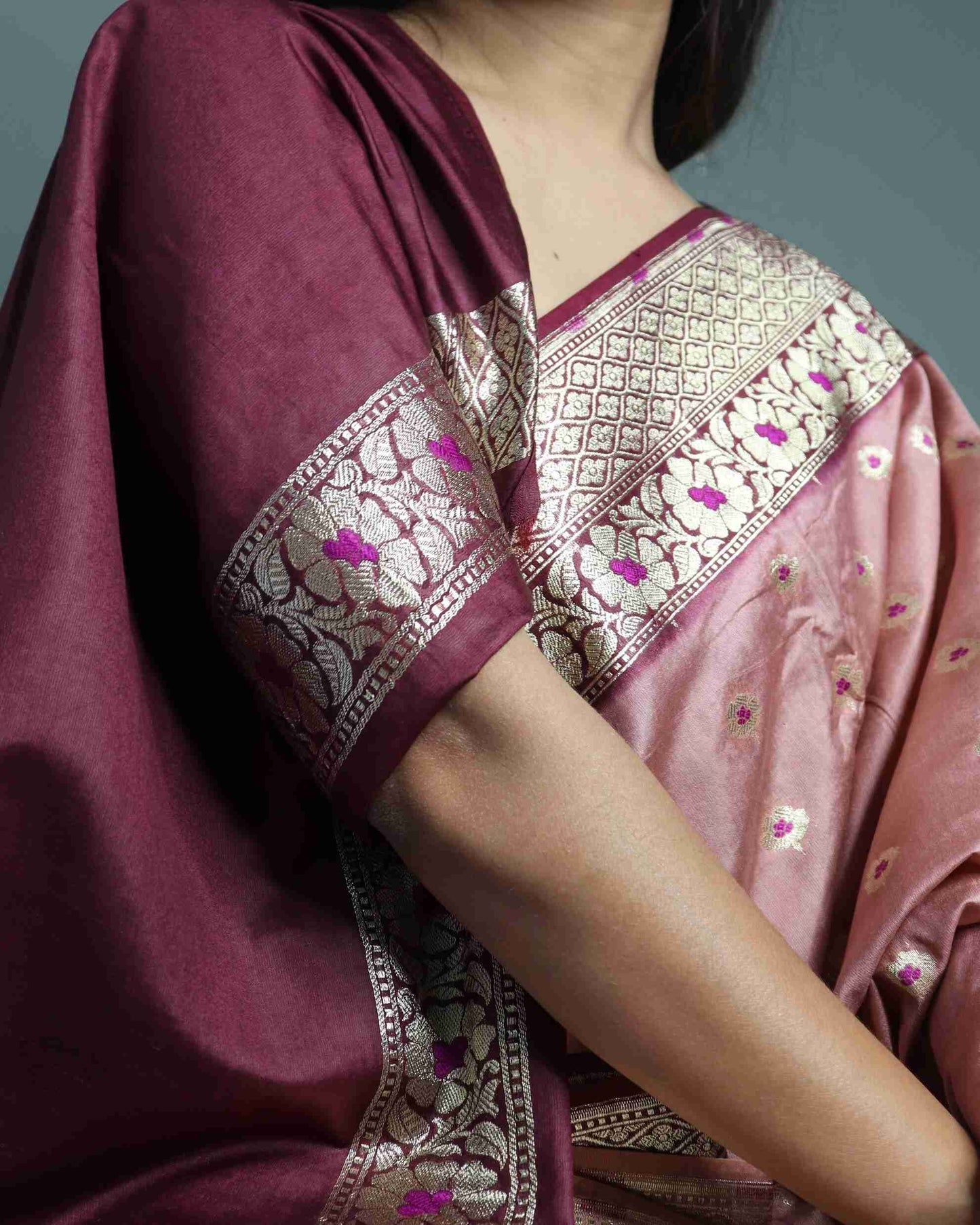 Onion Muga Silk Banarasi Saree