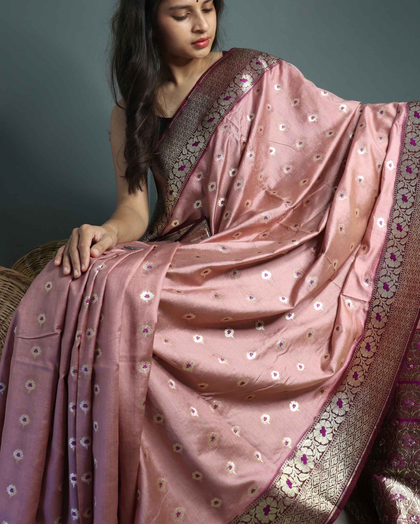 Onion Muga Silk Banarasi Saree