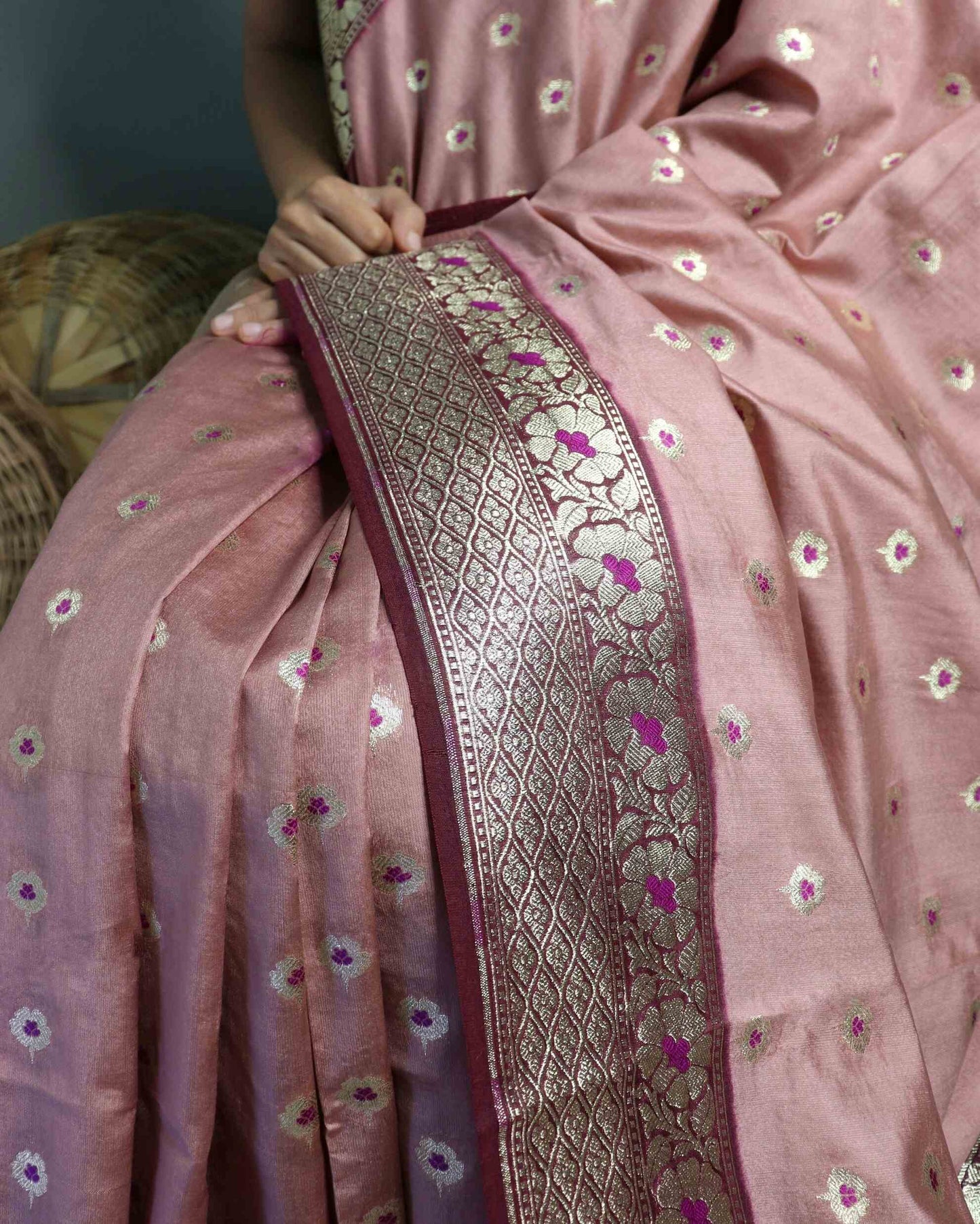 Onion Muga Silk Banarasi Saree
