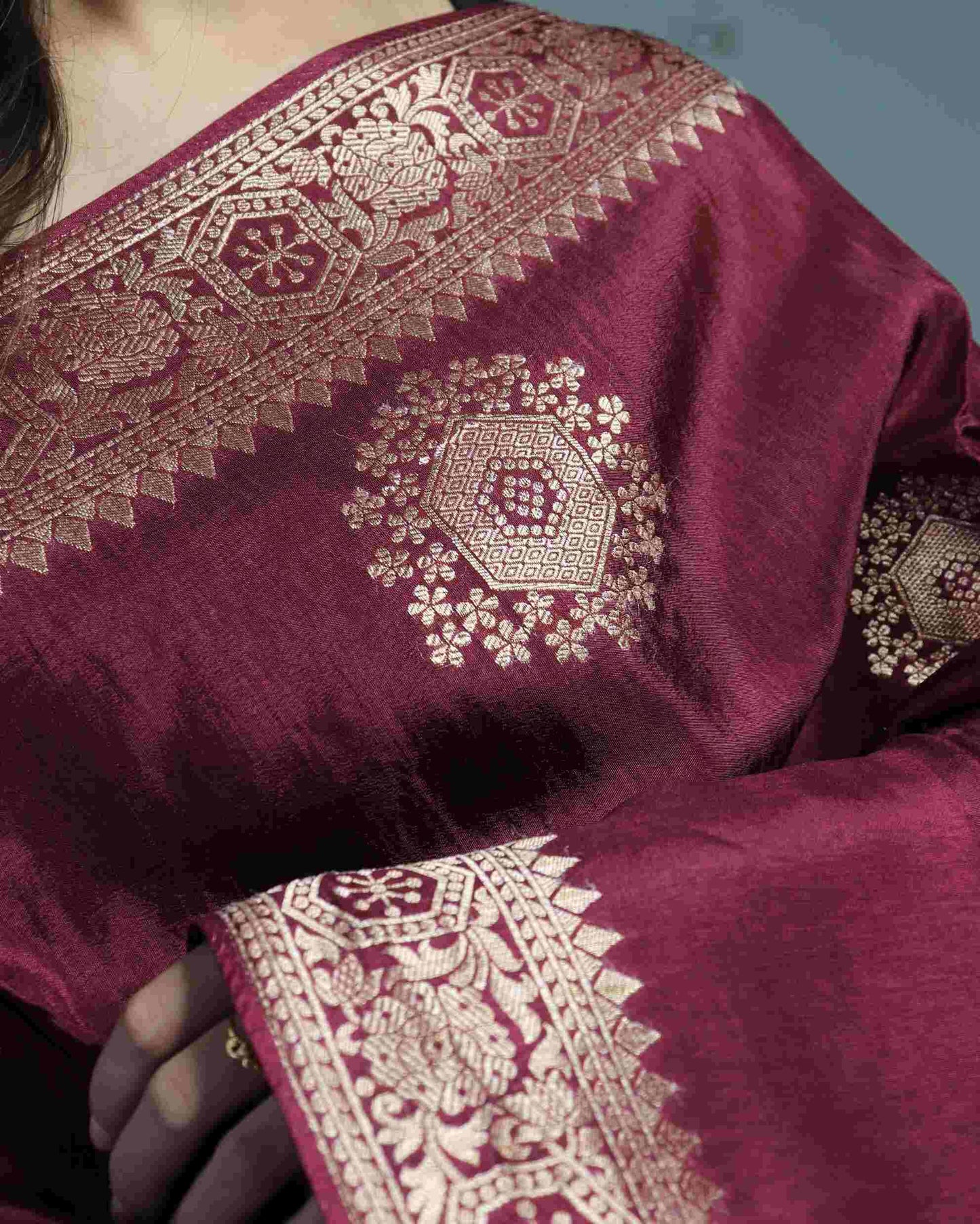 Maroon Crepe Georgette Banarasi Saree