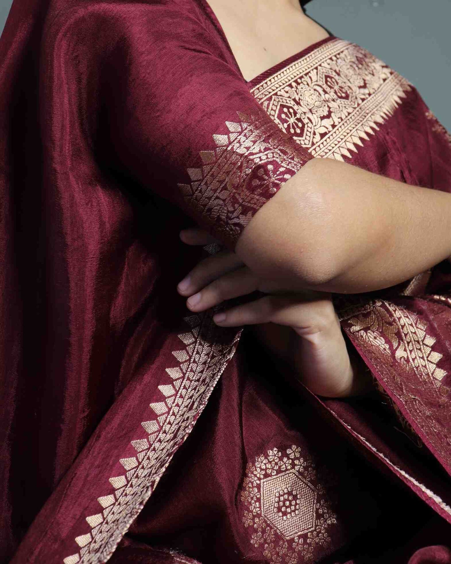 Maroon Crepe Georgette Banarasi Saree