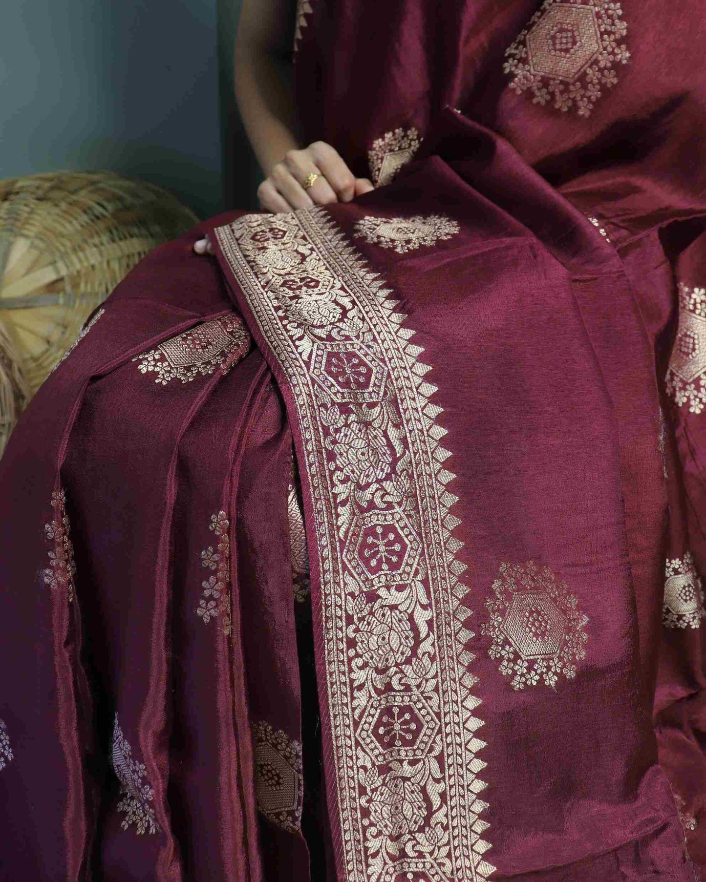 Maroon Crepe Georgette Banarasi Saree