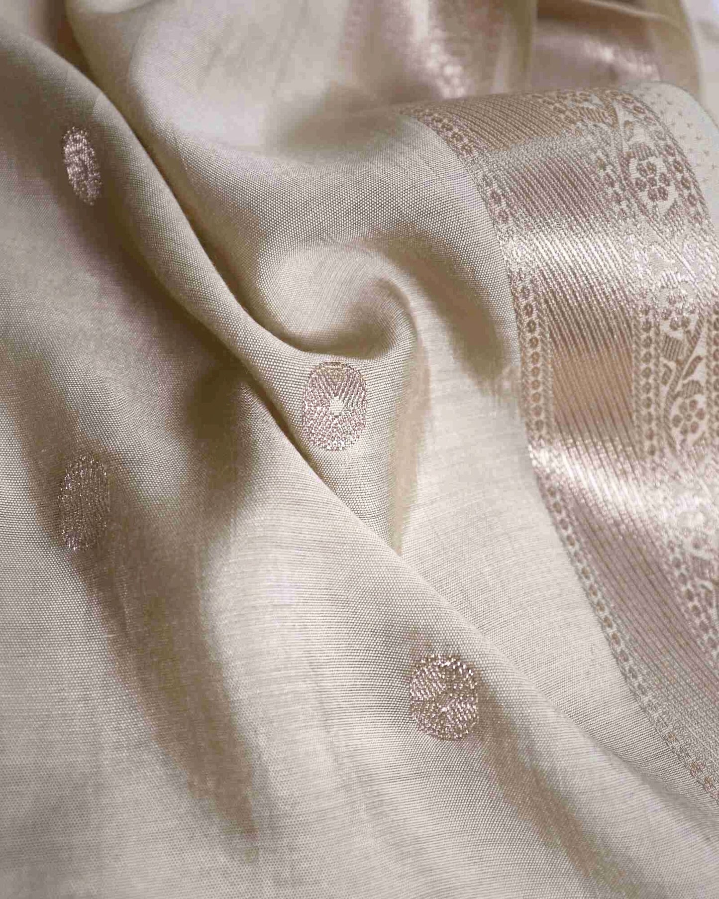 Off White Cotton Silk Banarasi Saree