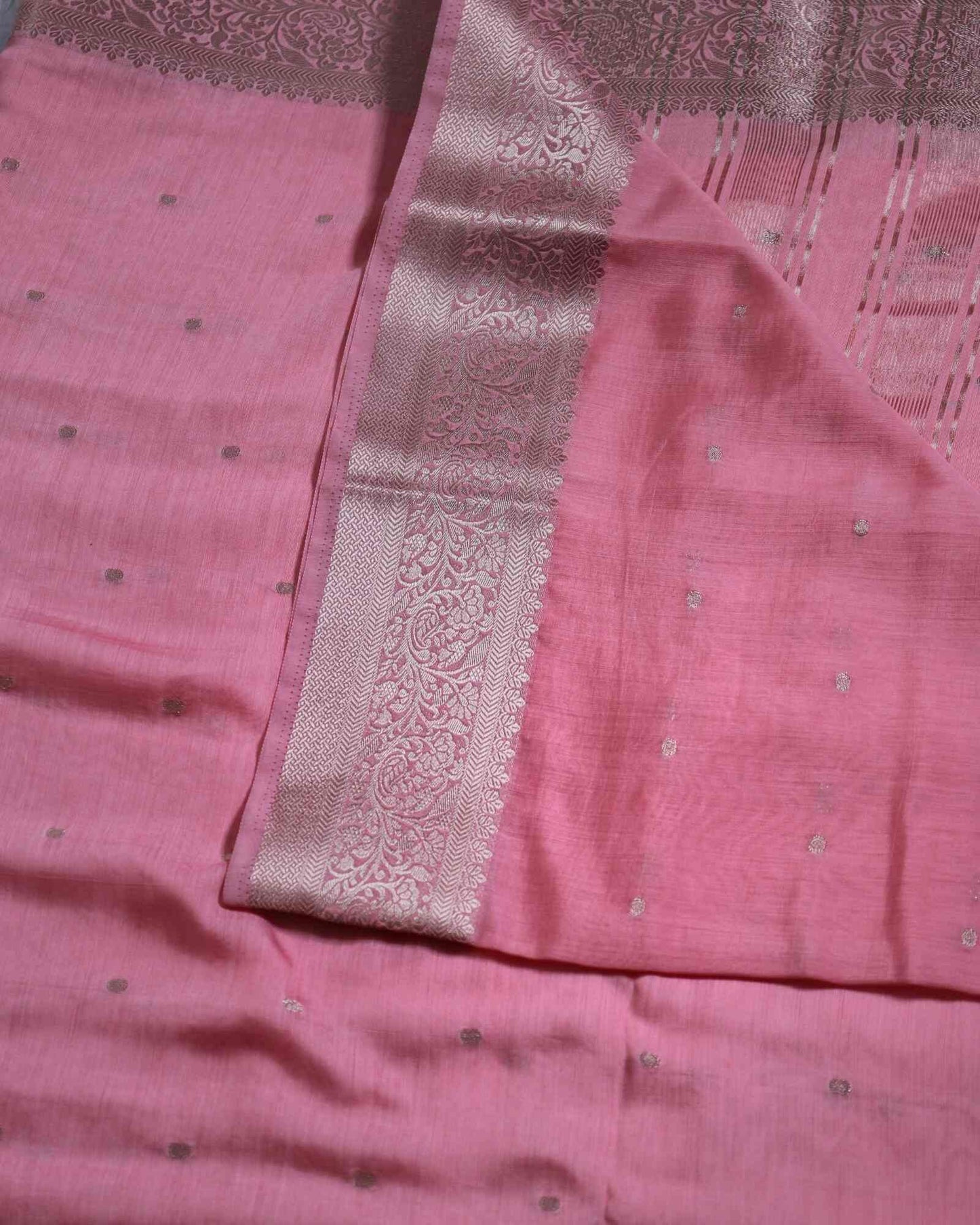 Baby Pink Cotton Silk Banarasi Saree
