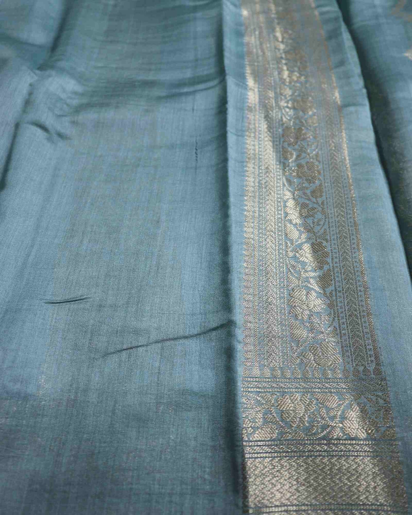 Pastel Blue Pure Chanderi Silk Banarasi Saree