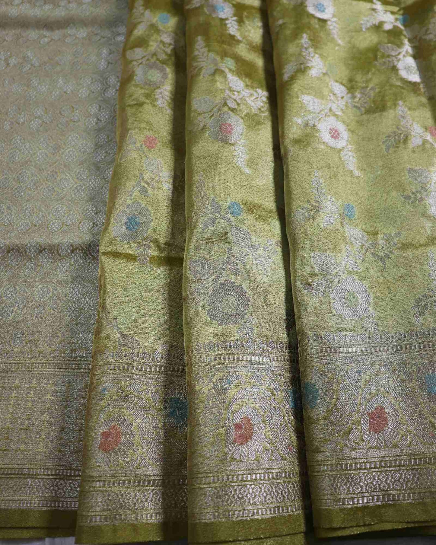 Olive Tissue Silk Banarasi Saree
