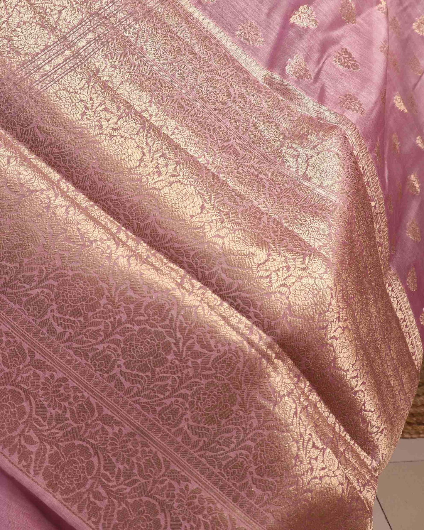 Onion Pink Pure Chanderi Silk Banarasi Saree
