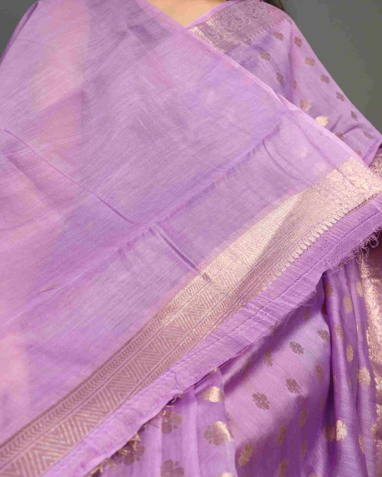 Lavender Pure Chanderi Silk Banarasi Saree