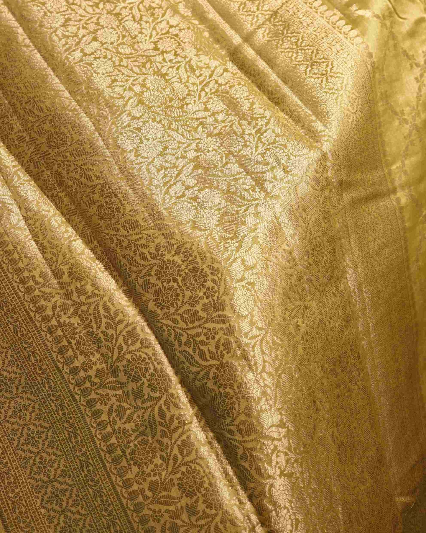 Mustard Yellow Pure Chanderi Silk Banarasi Saree