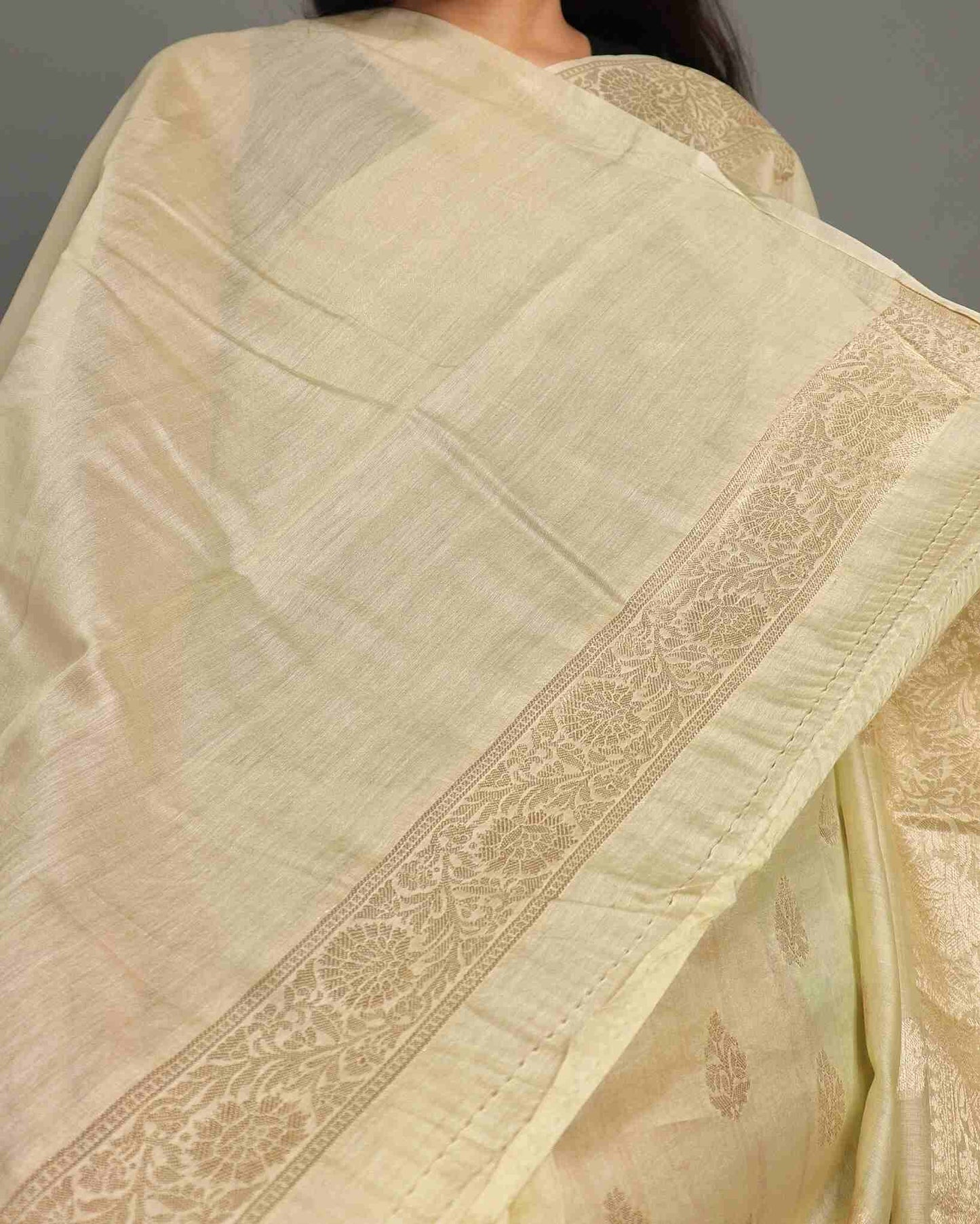 Yellow Pure Chanderi Silk Banarasi Saree