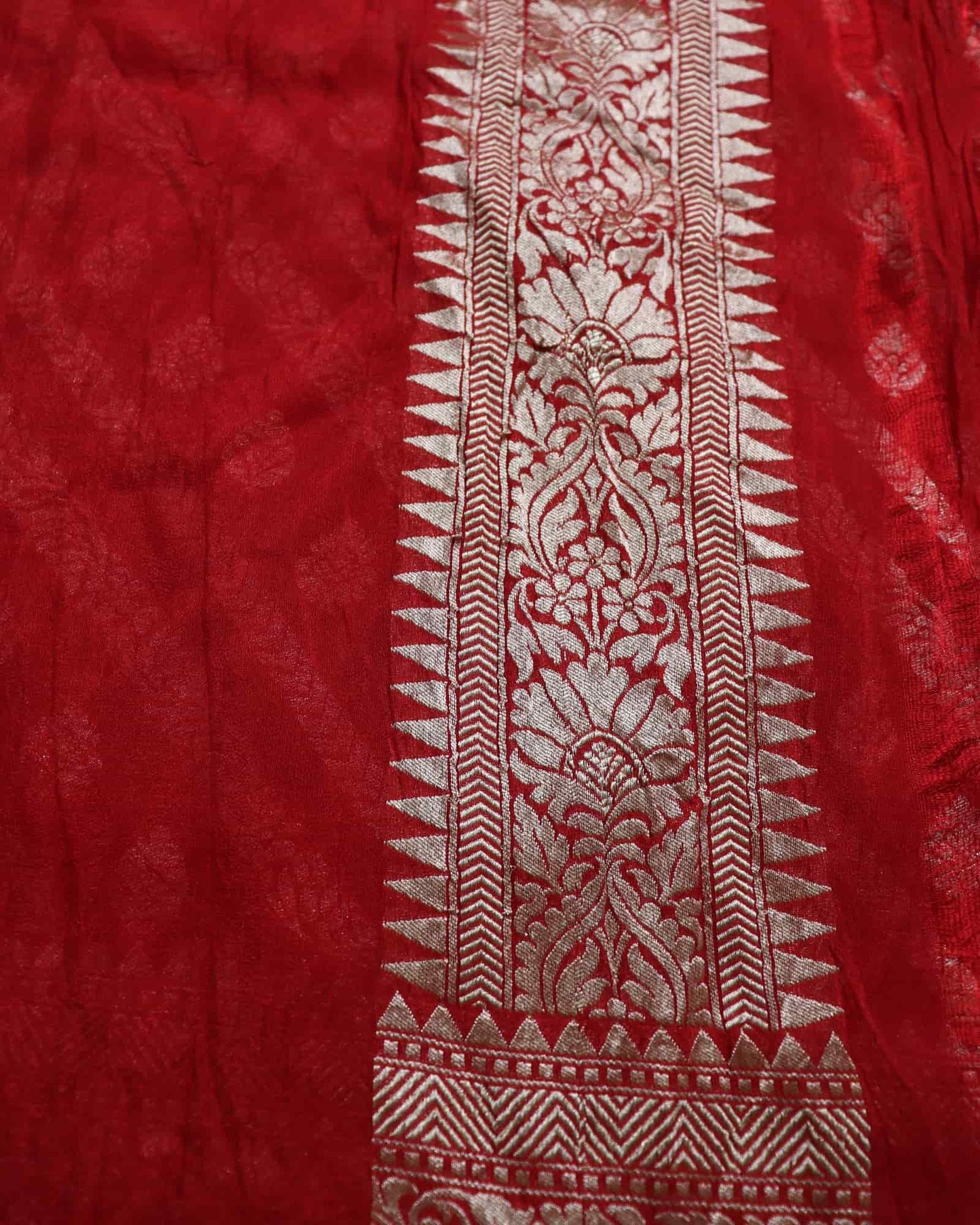 Red Khadi Georgette Saree