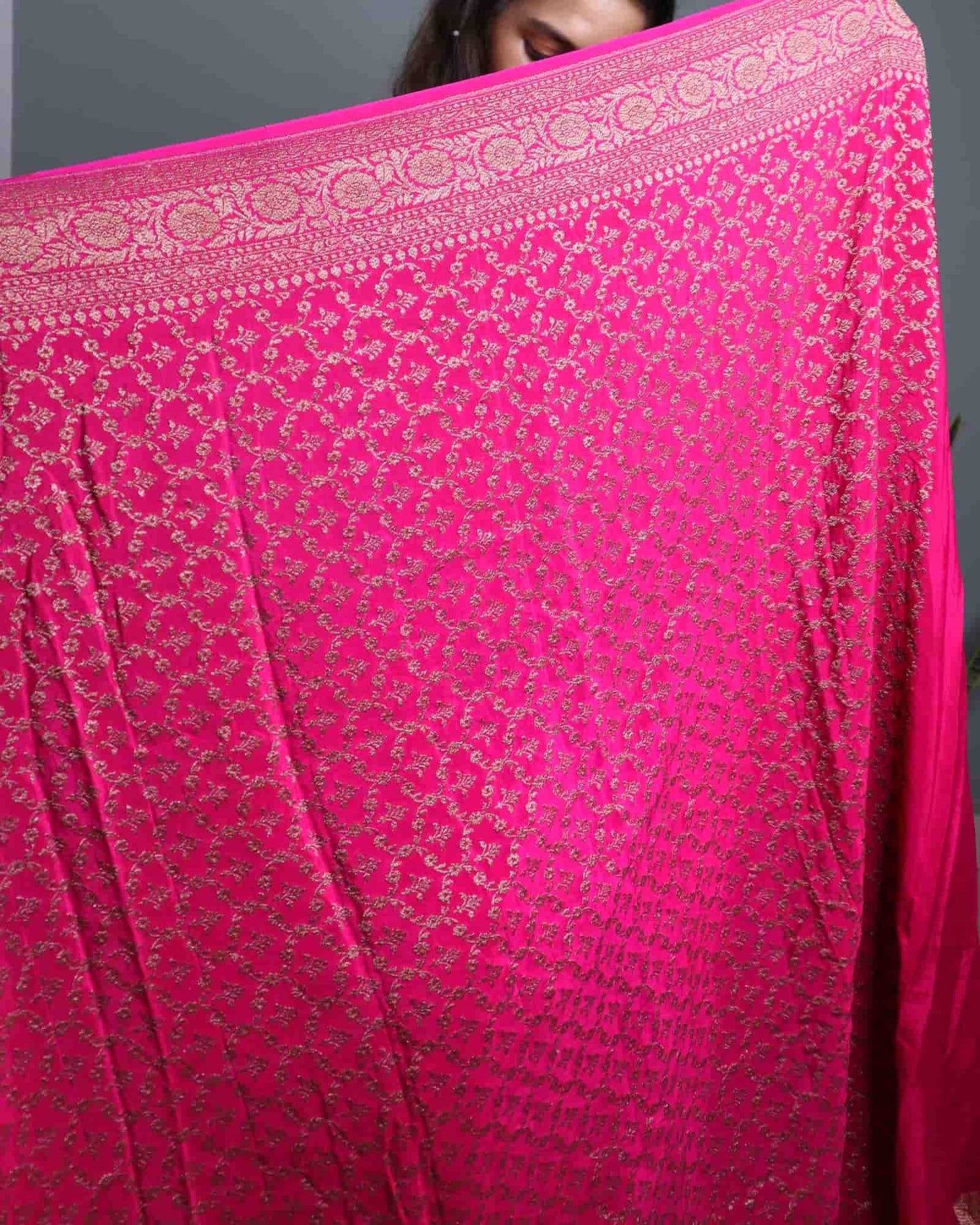 Rani Pink Khadi Pure Crepe Georgette