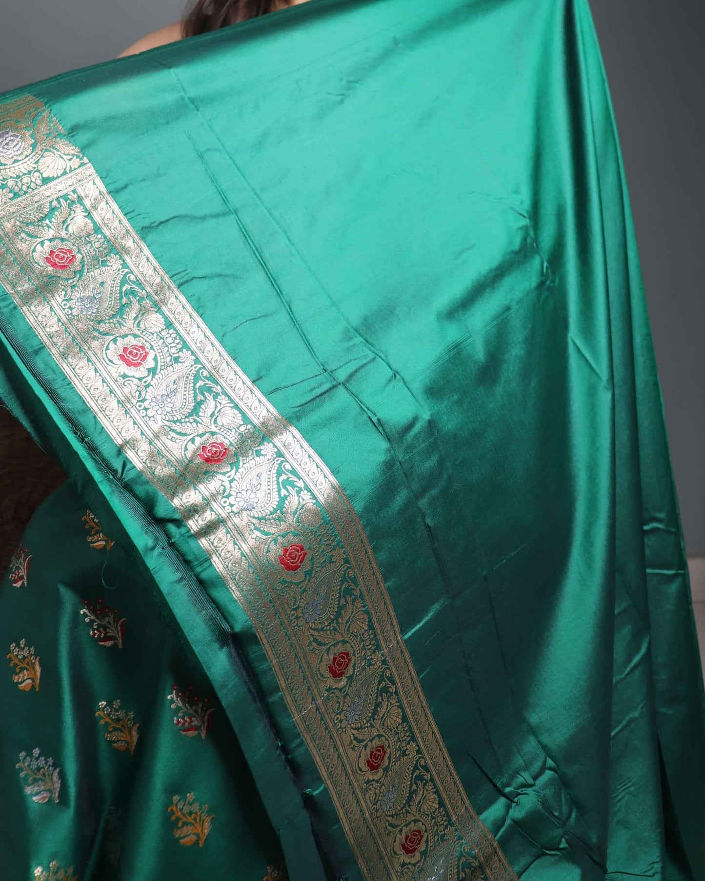 Green Semi Katan Banarasi Silk Saree
