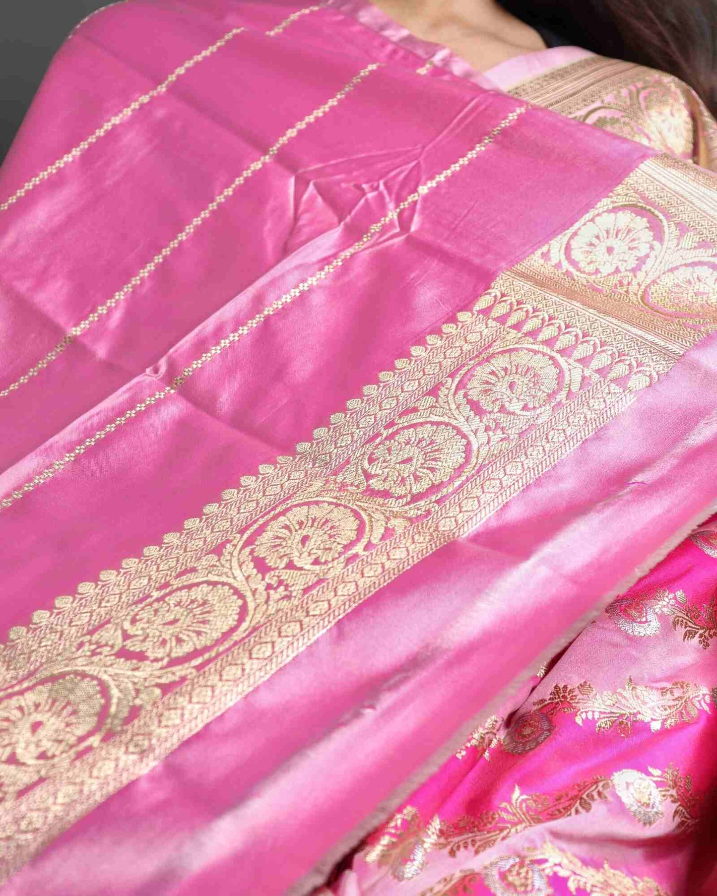 Pink Semi Mashru Rangkat Banarasi Silk saree