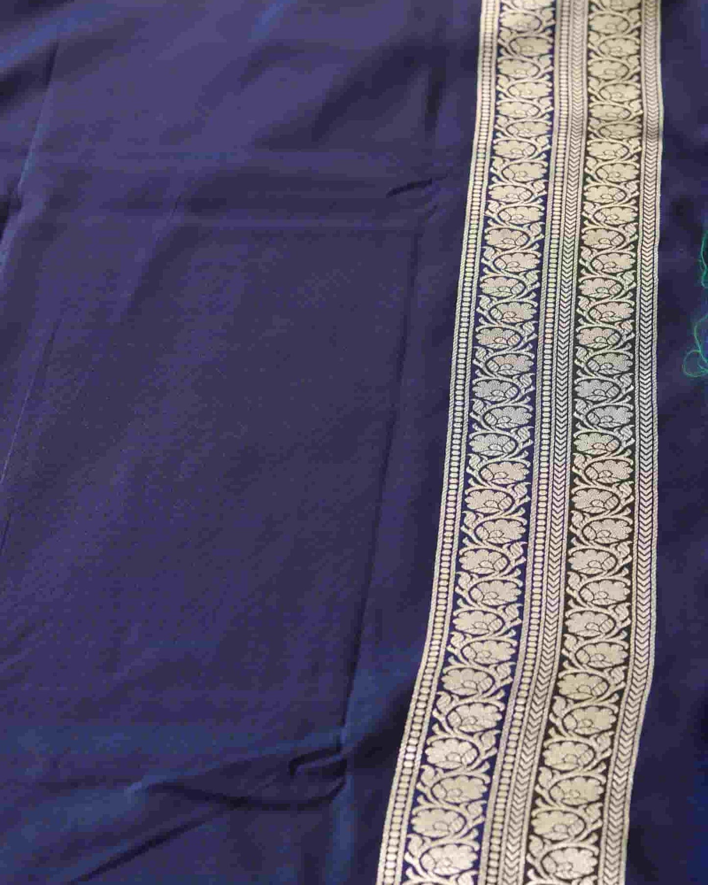 Navy Semi Blue Mashru Banarasi Silk Saree