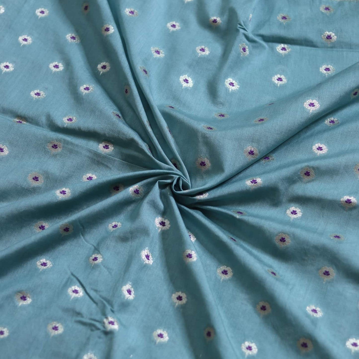 Blue Semi Muga Silk Banarasi Saree