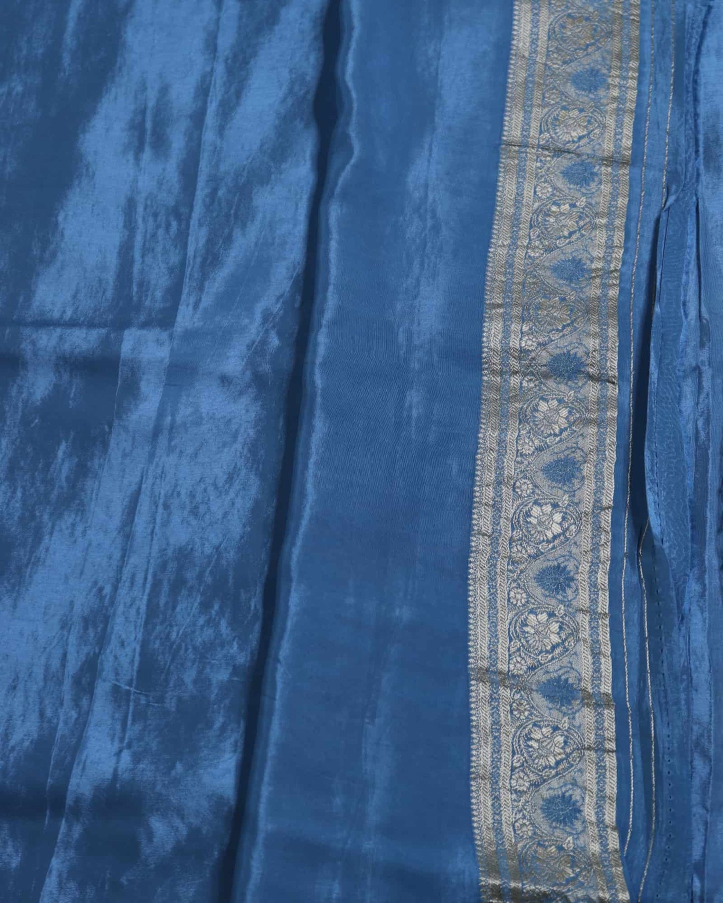 Blue Semi Crepe Georgette Banarasi Saree