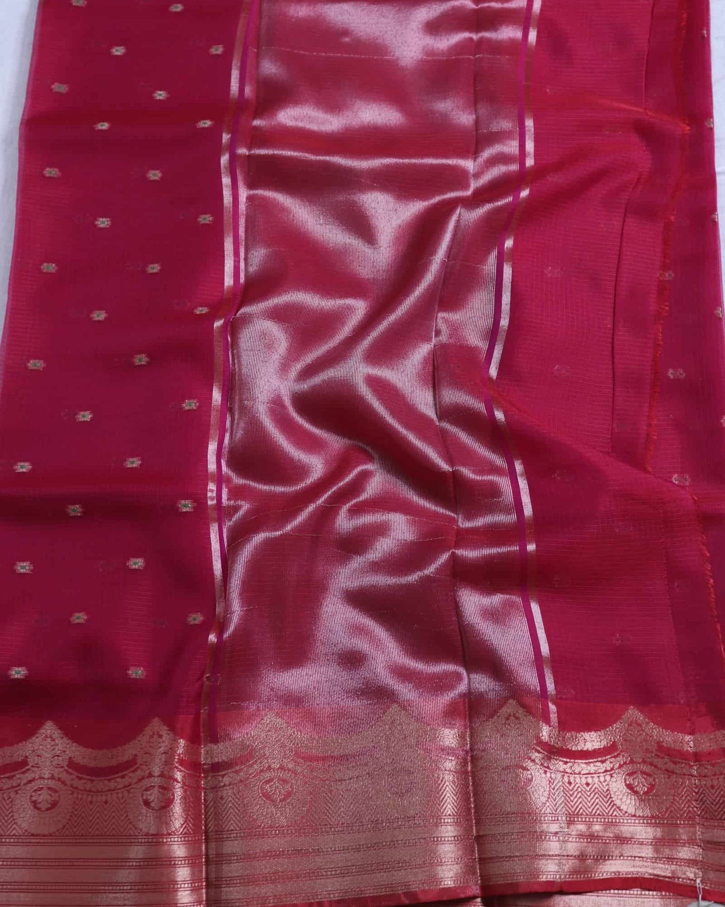 Ruby Red Kota Silk Saree
