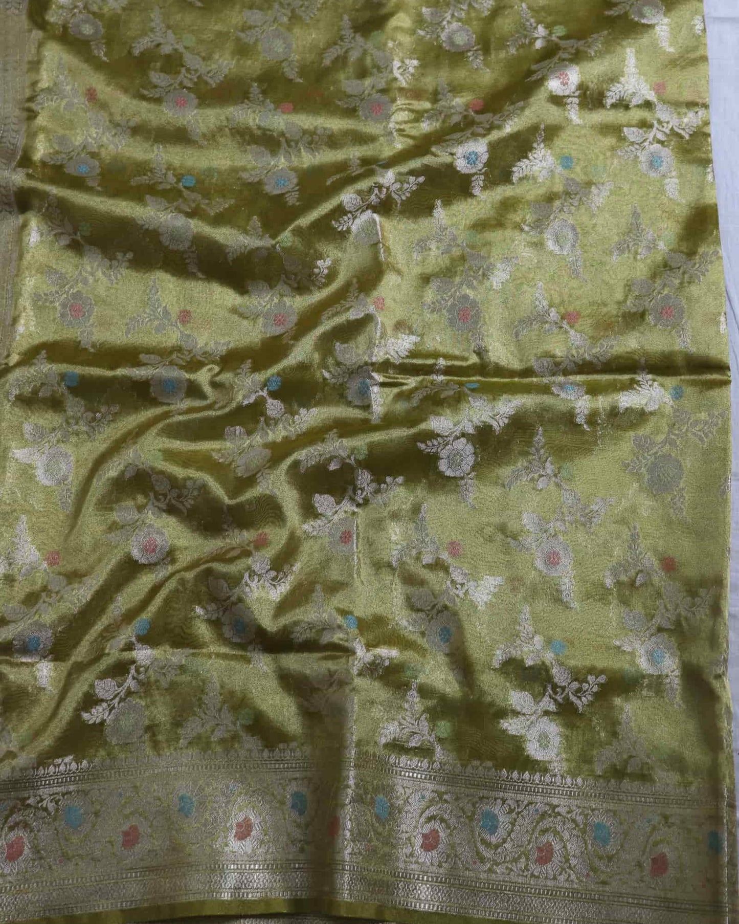 Olive Tissue Silk Banarasi Saree