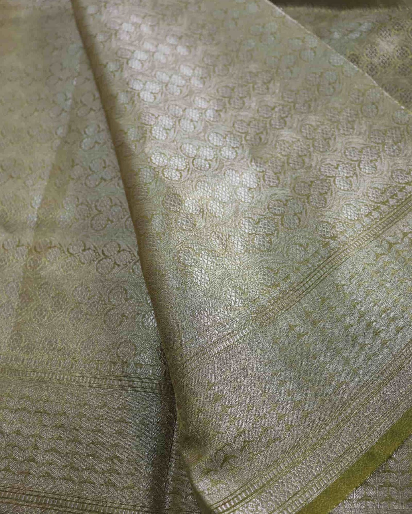 Olive Tissue Silk Banarasi Saree