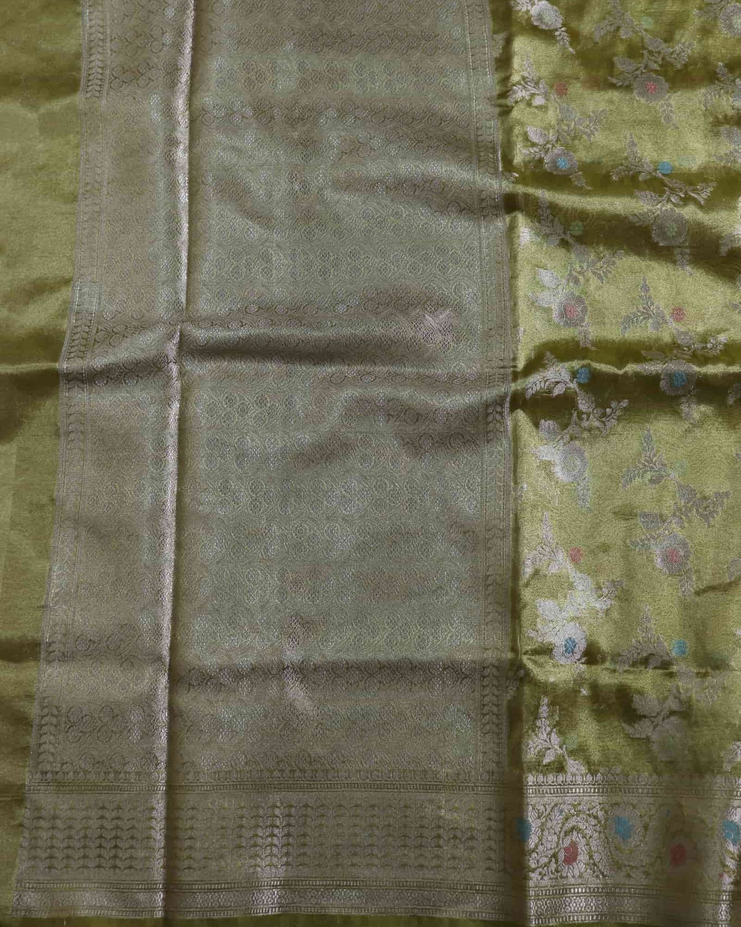 Olive Tissue Silk Banarasi Saree