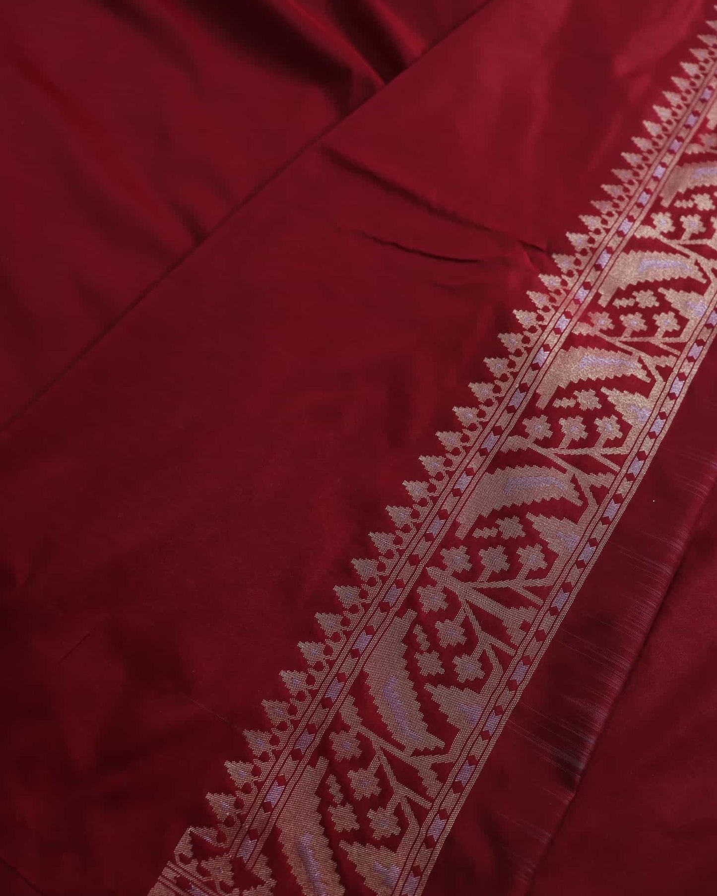 Rust Red Semi Katan Silk Saree