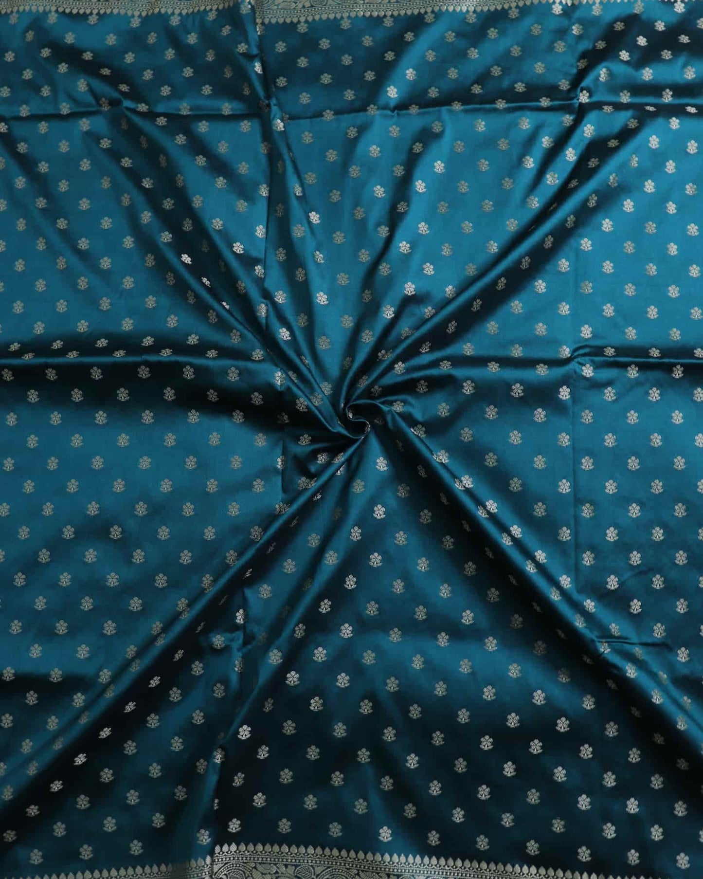 Teal Blue Resham Silk Saree