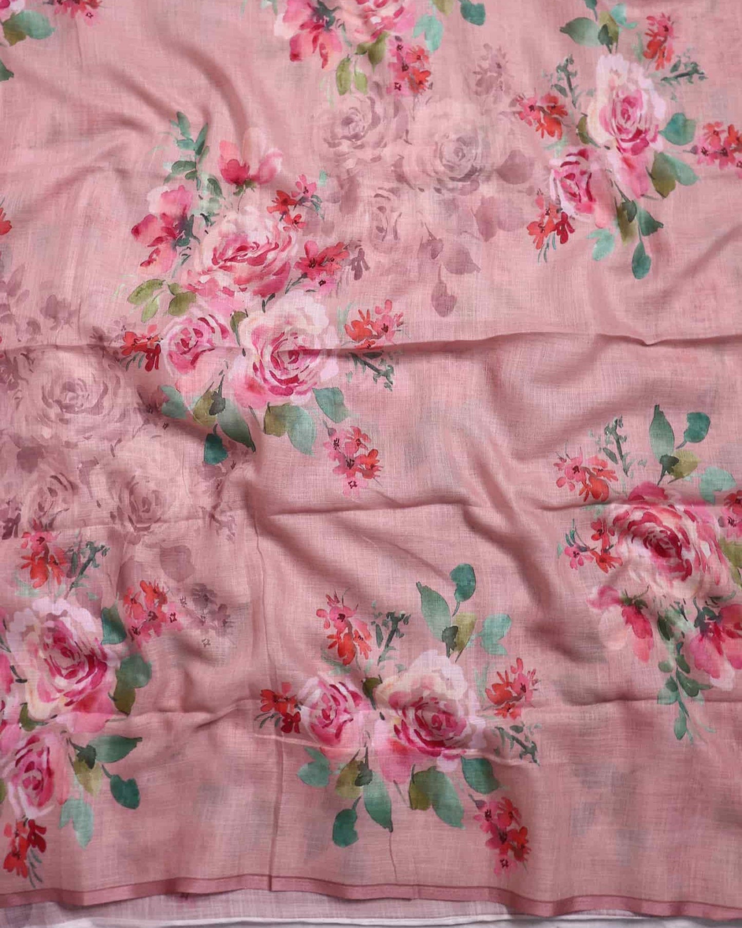 Baby Pink Linen Saree