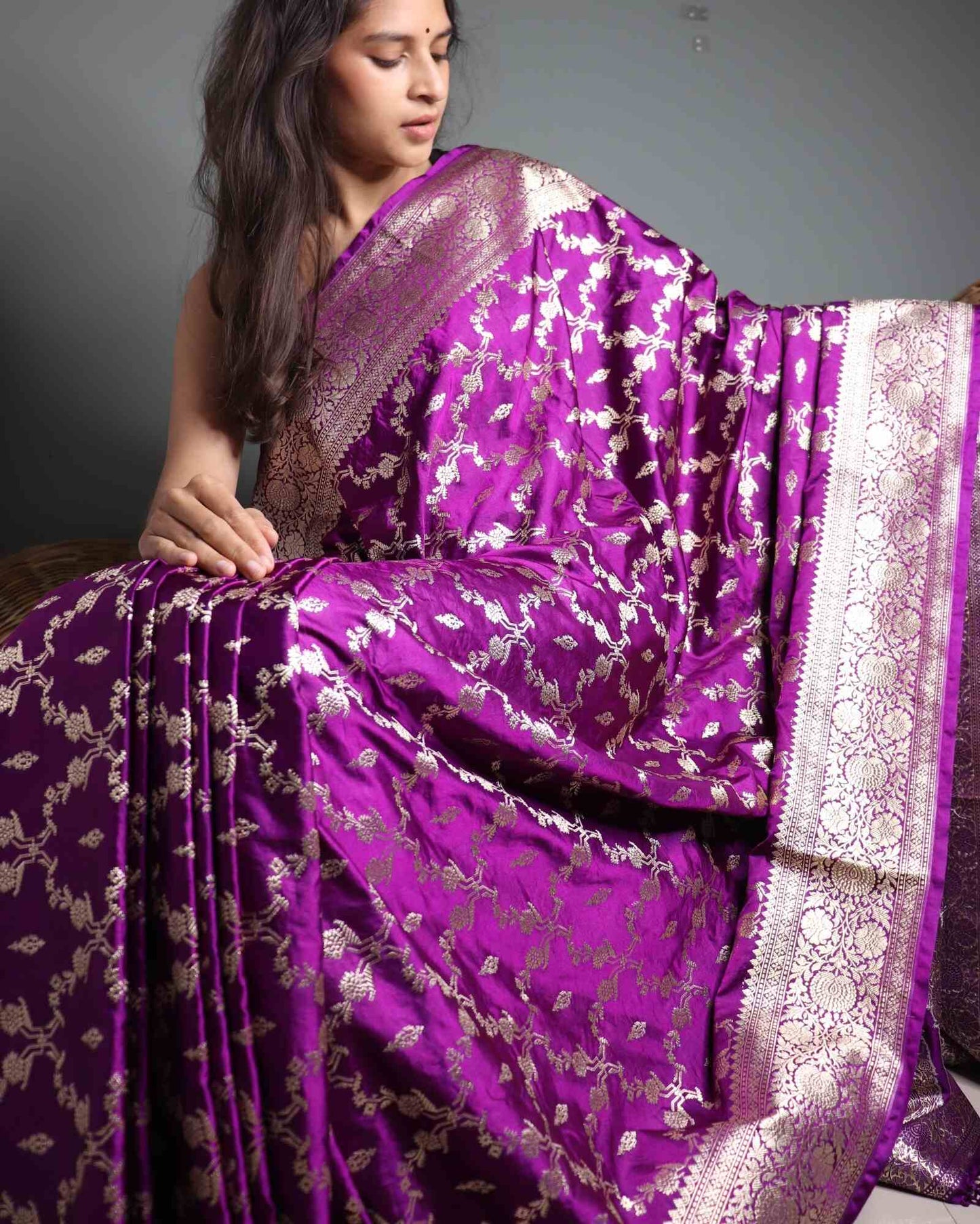 Purple Semi Mashru Silk Saree