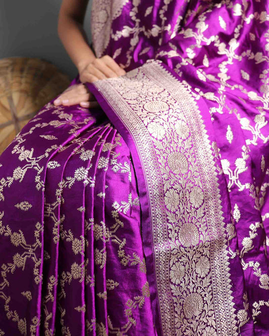 Purple Semi Mashru Silk Saree