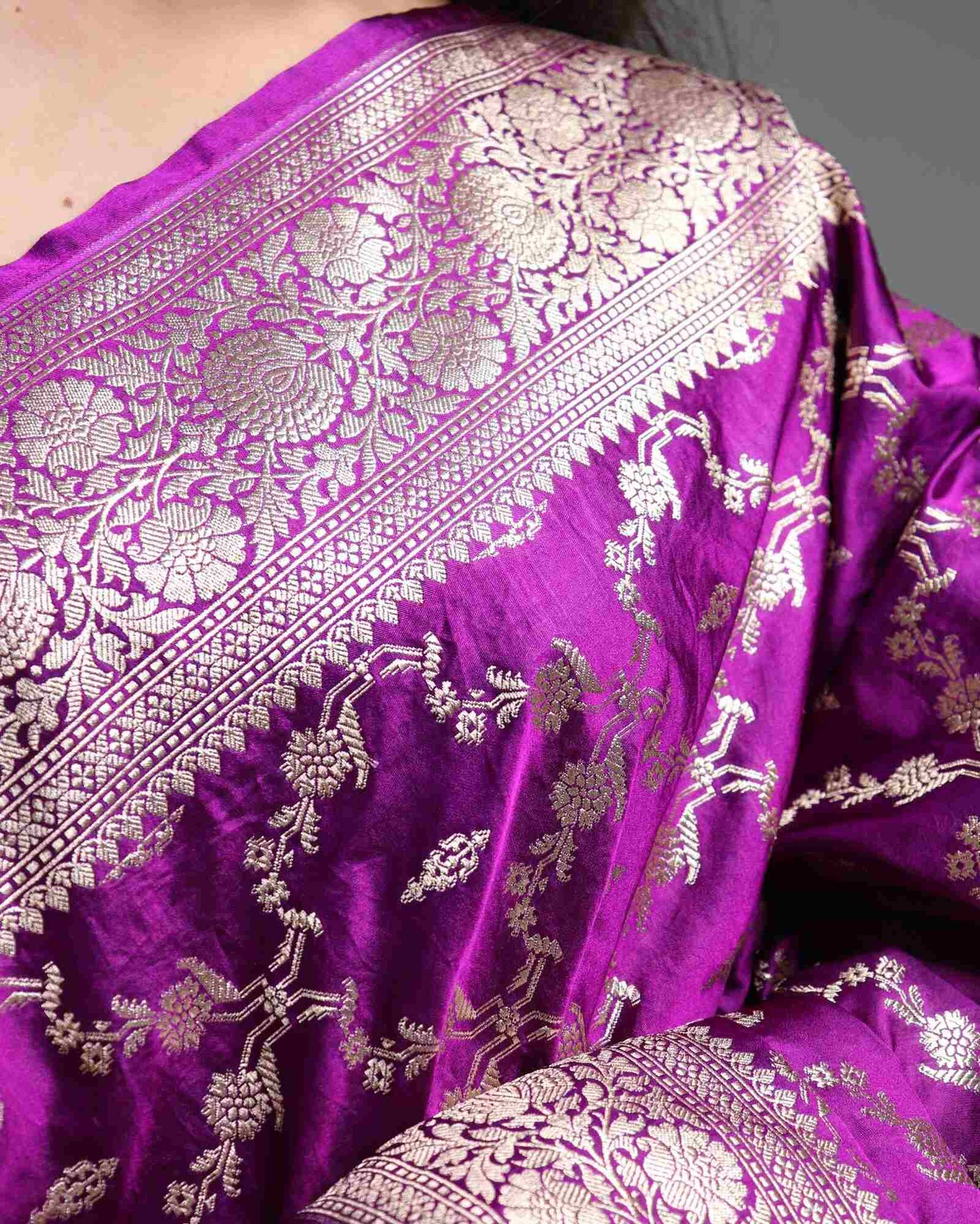 Purple Semi Mashru Silk Saree