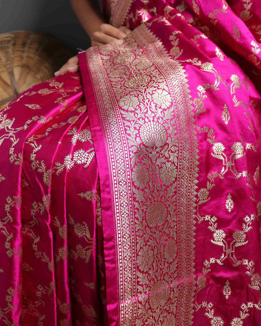 Magenta Semi Mashru Banarasi Silk Saree
