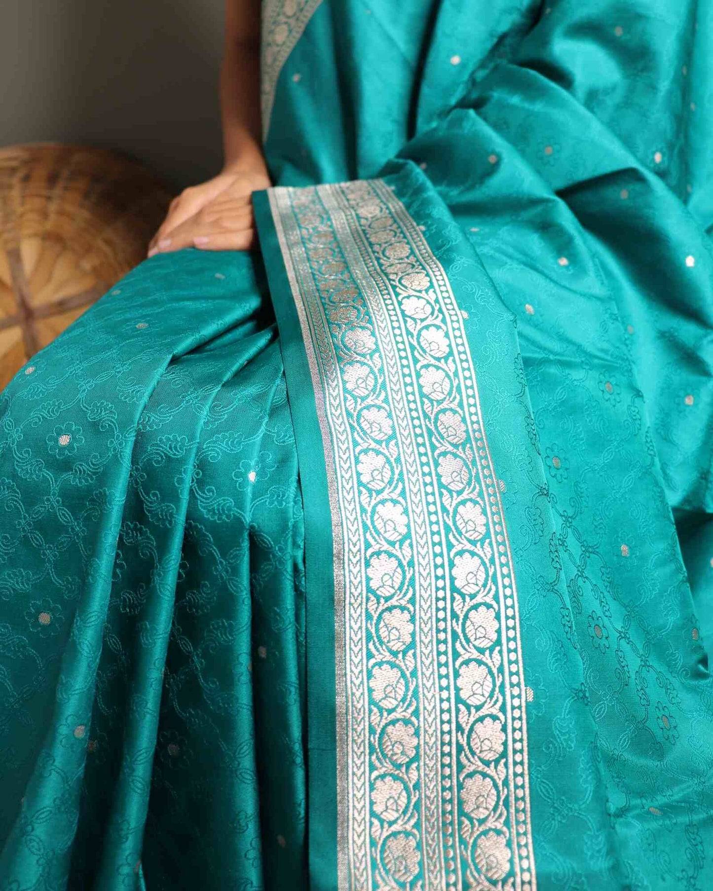 Green Semi Mashru Silk Banarasi Saree