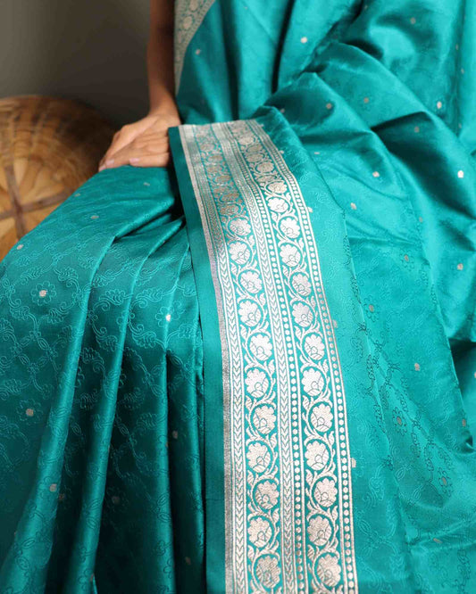 Green Semi Mashru Silk Banarasi Saree
