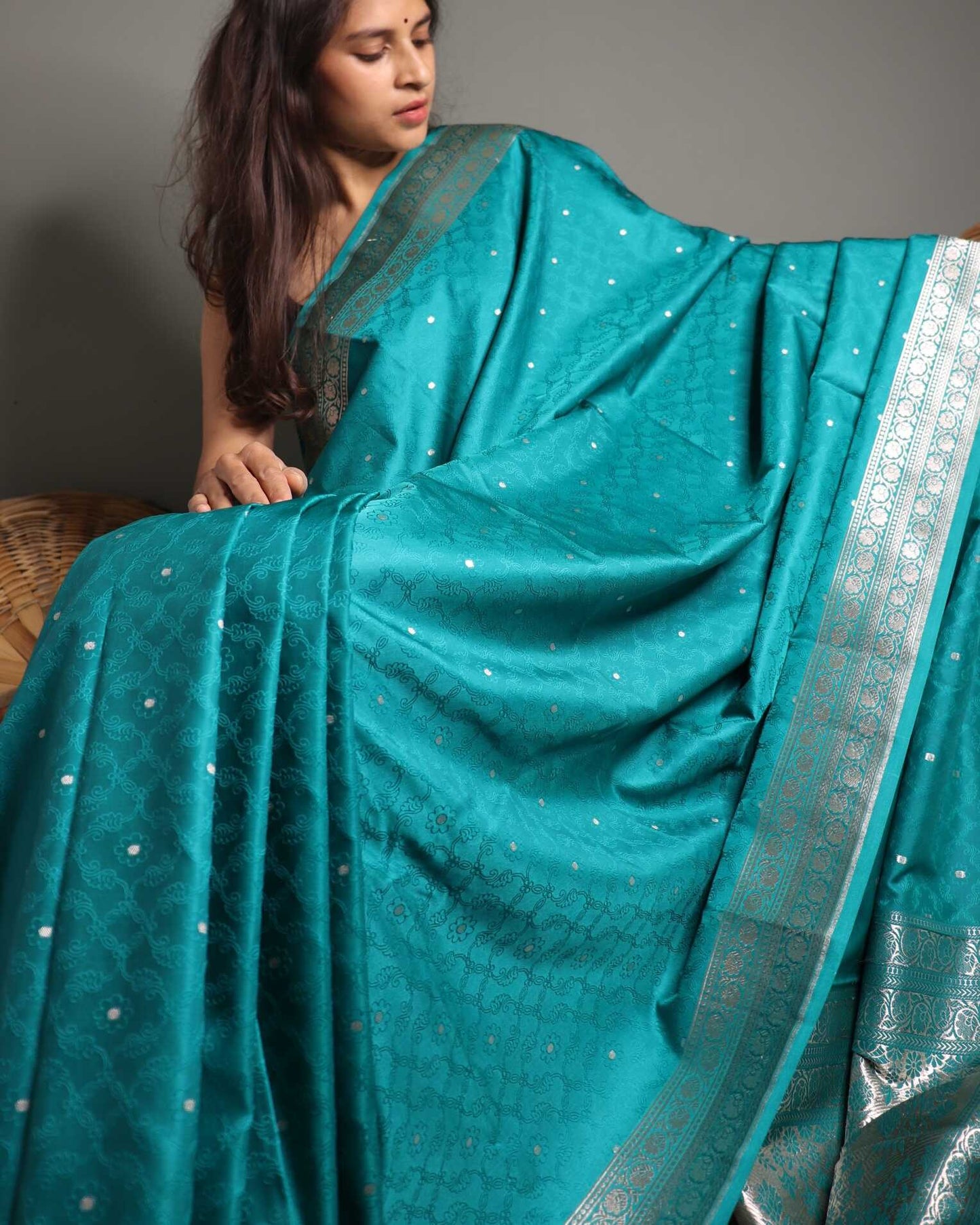 Green Semi Mashru Silk Banarasi Saree
