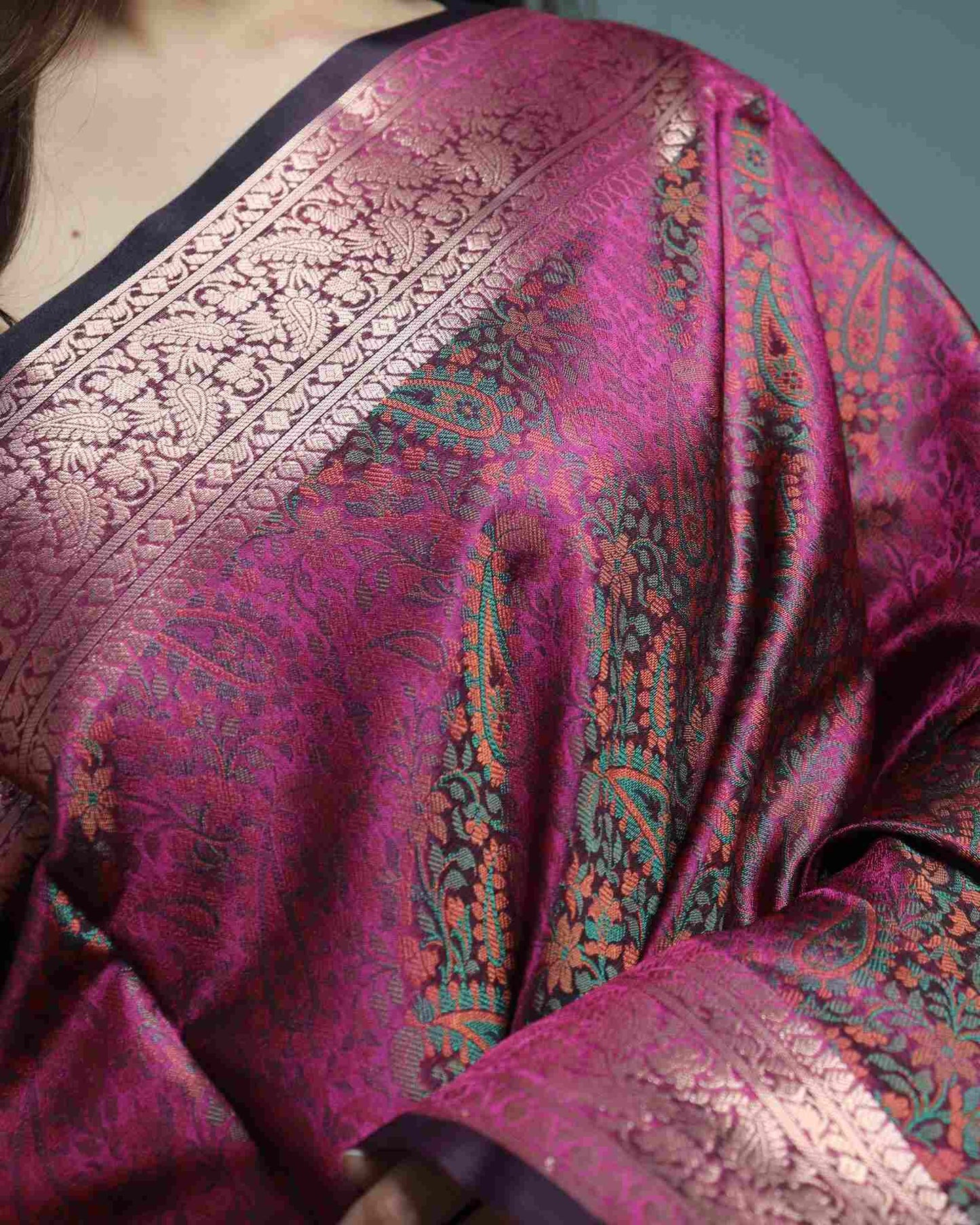 Wine Semi Mashru Silk Saree