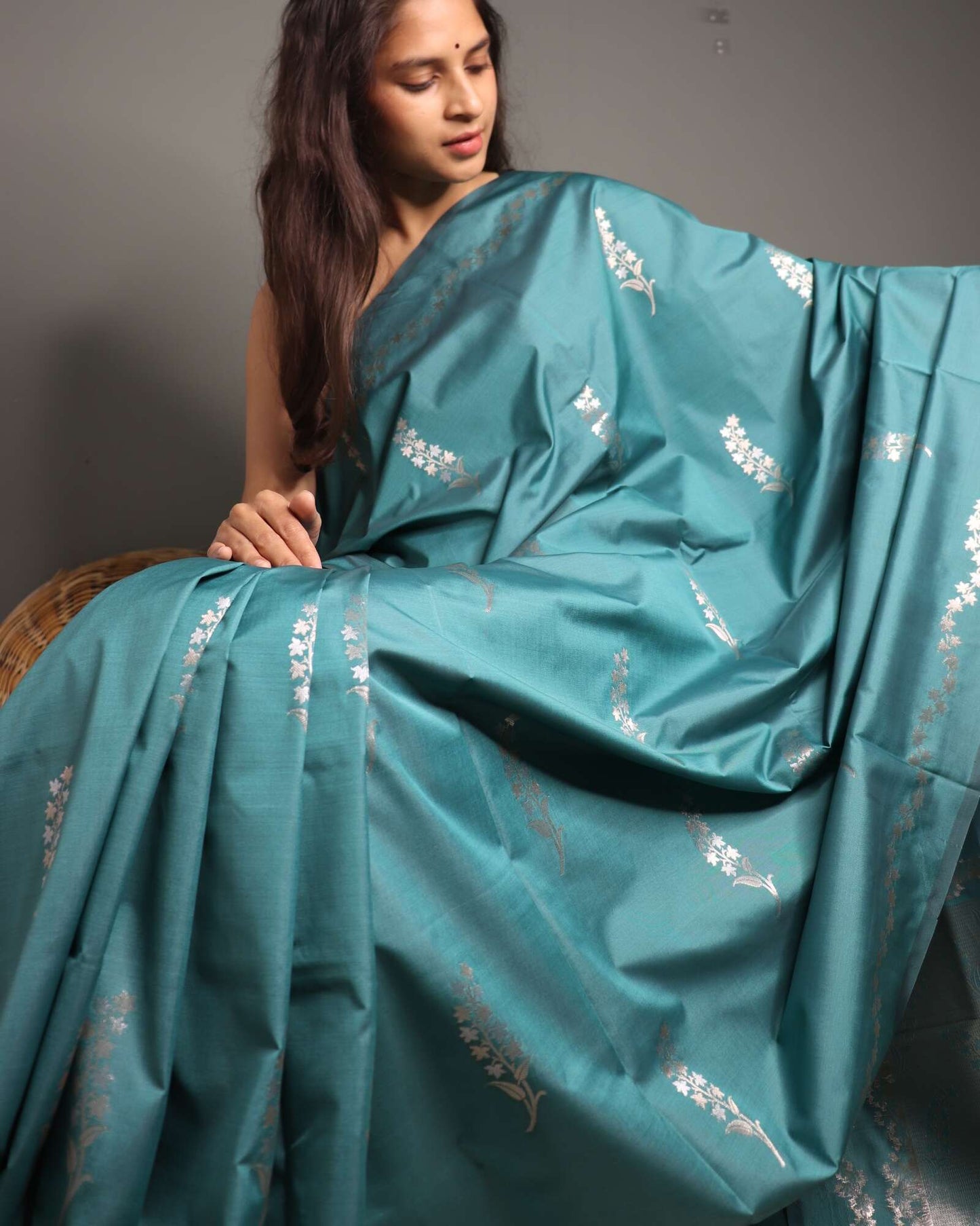Rama Green Semi Katan Silk Saree