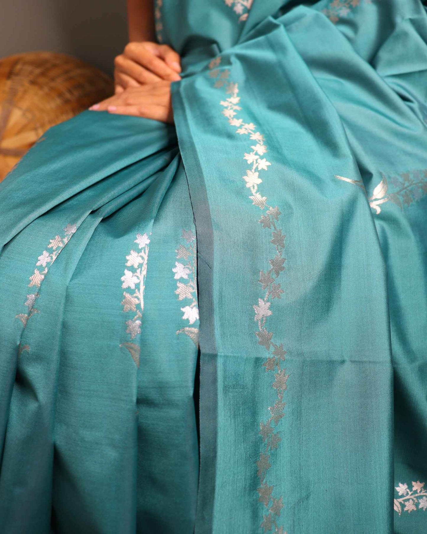Rama Green Semi Katan Silk Saree