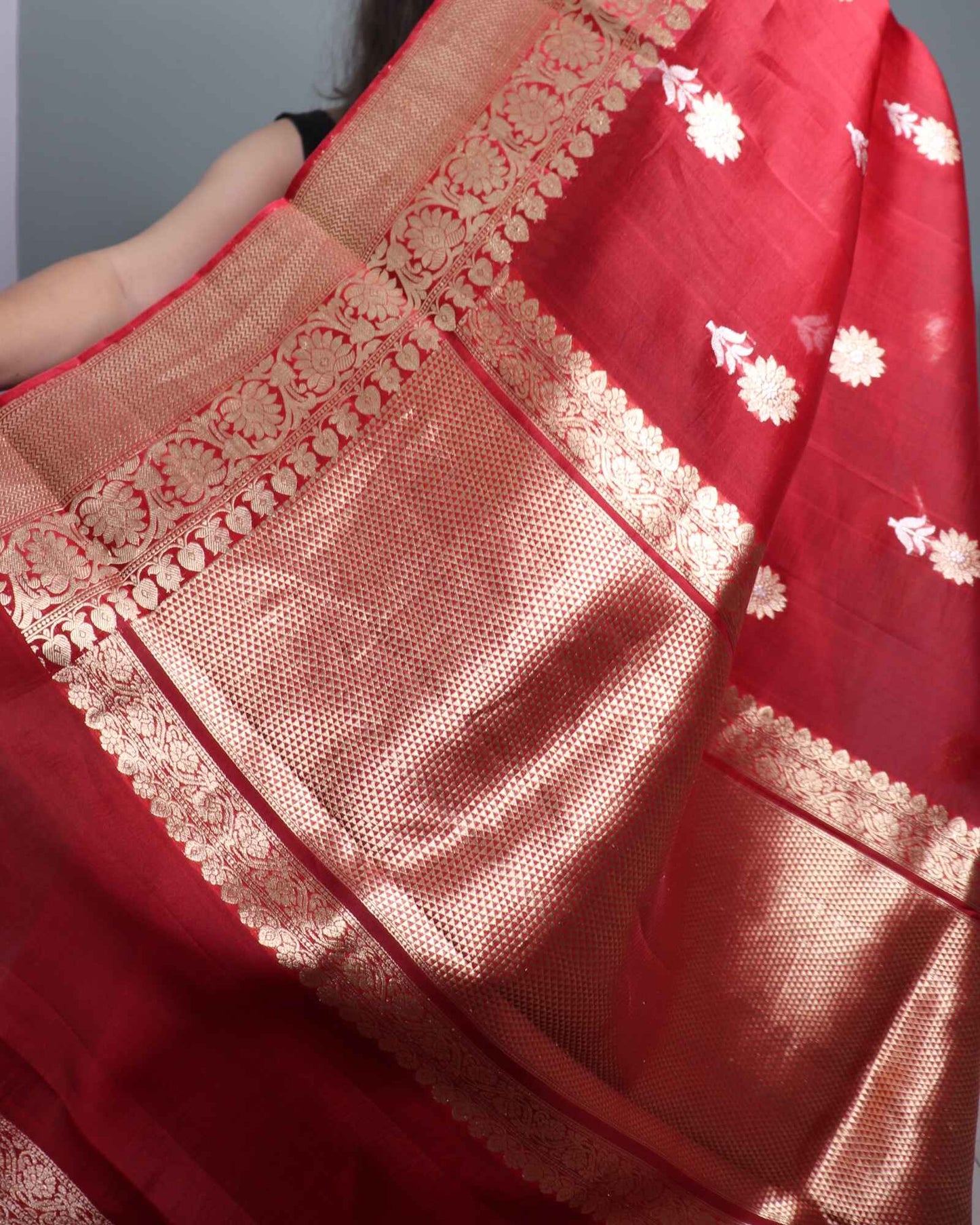 Maroon Pure Handloom Kora Silk Banarasi Saree