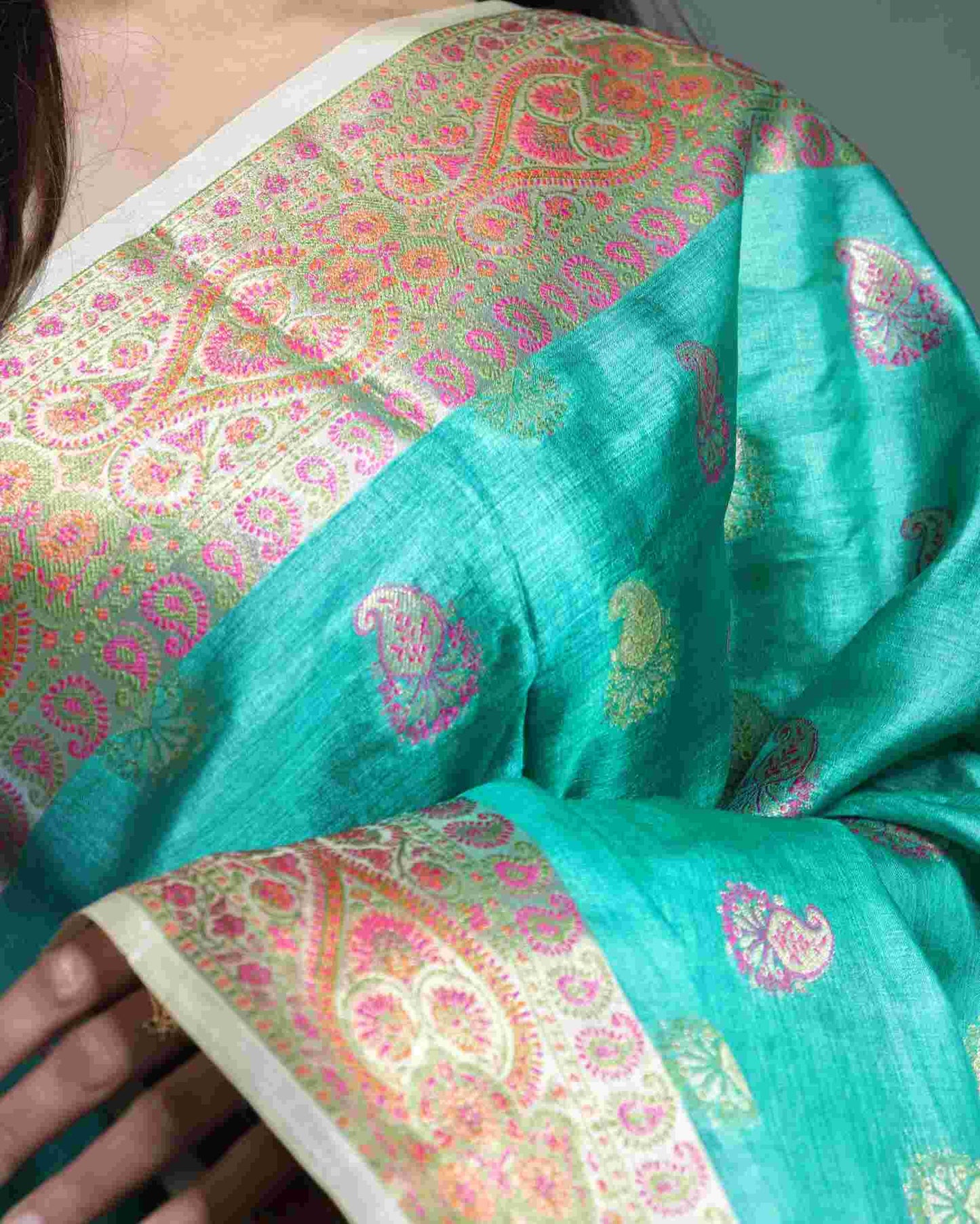 Green Tussar Silk Saree