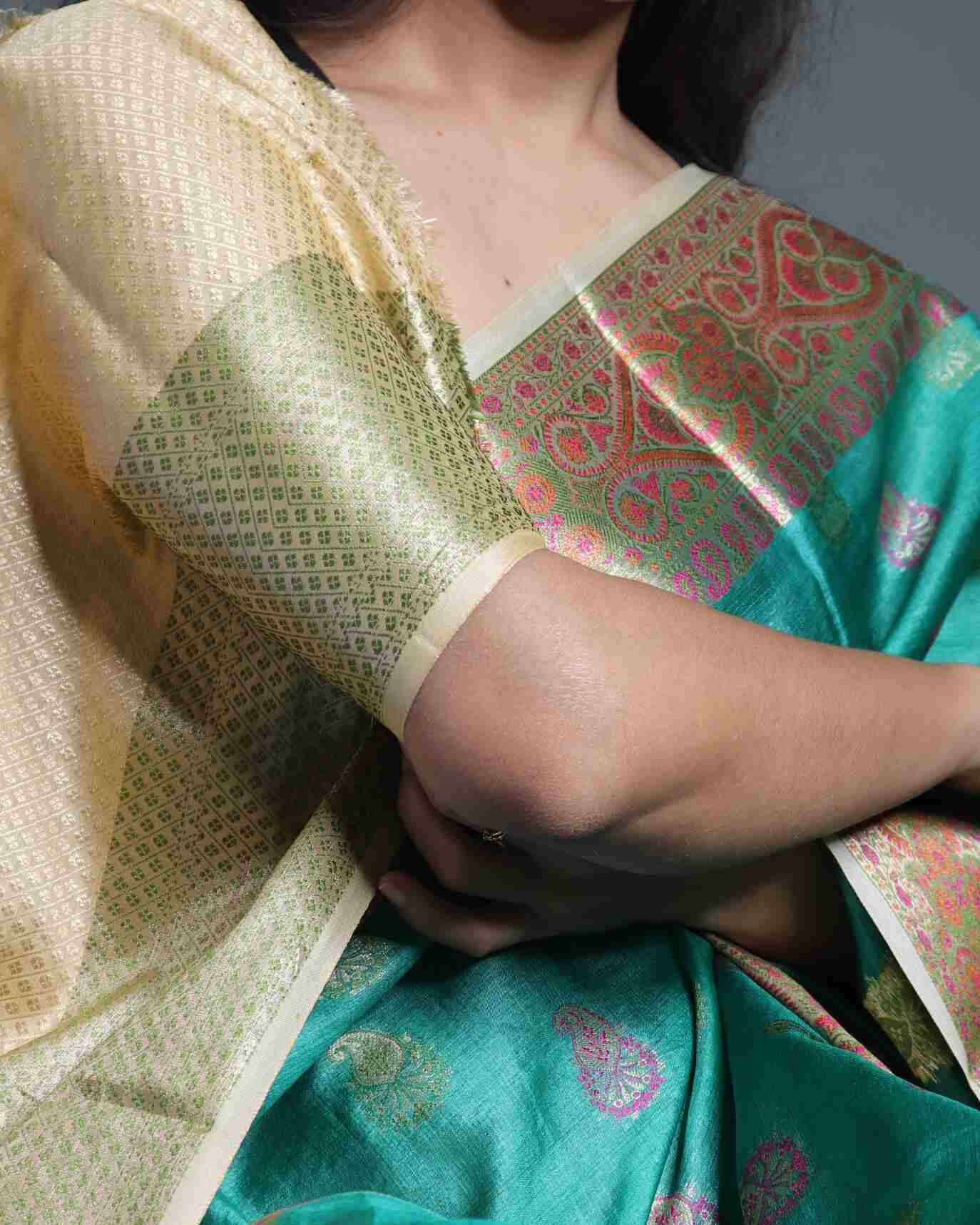 Green Tussar Silk Saree