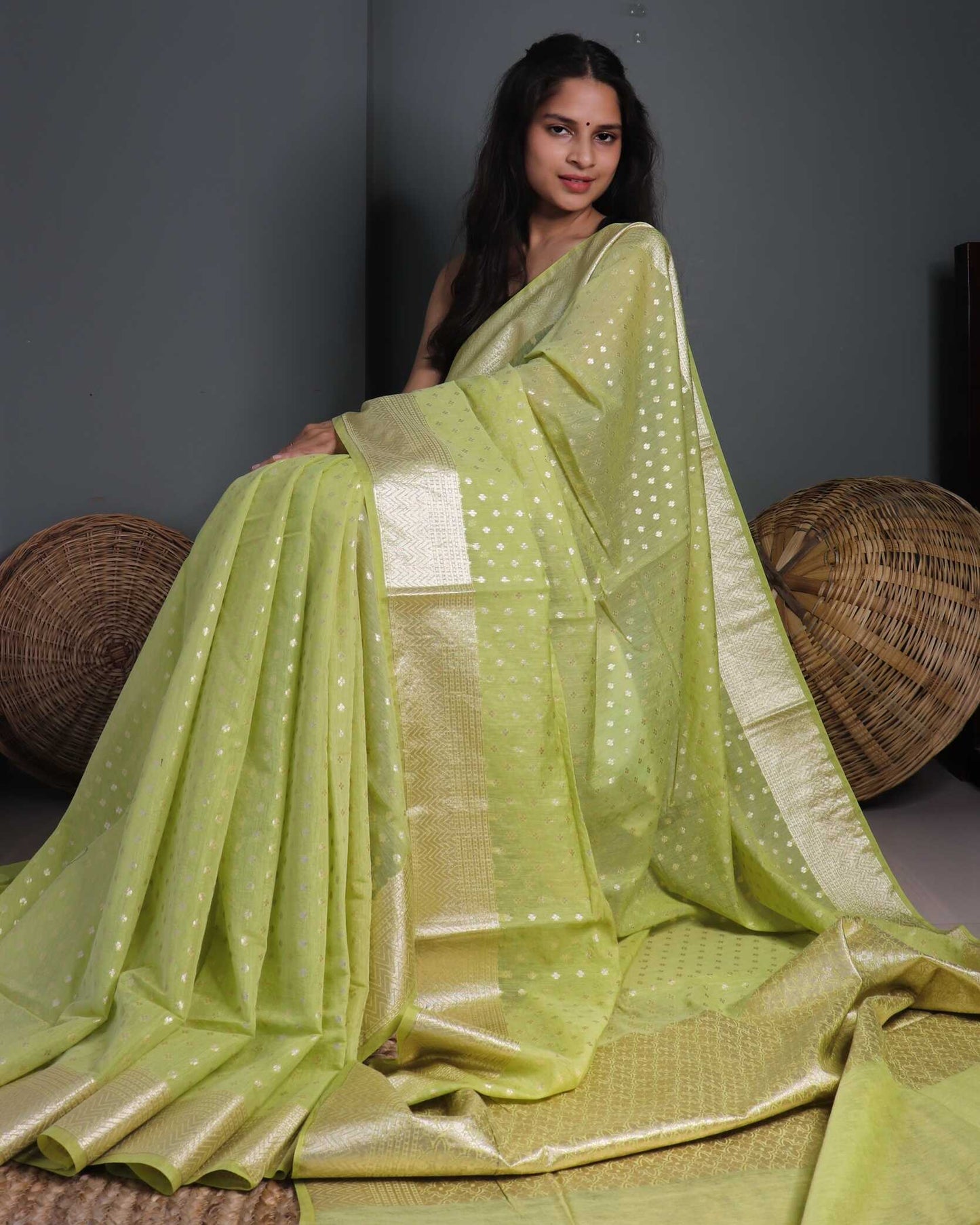 Green Cotton Silk Saree