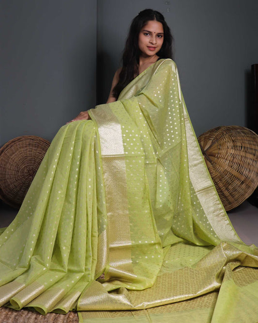 Green Cotton Silk Saree
